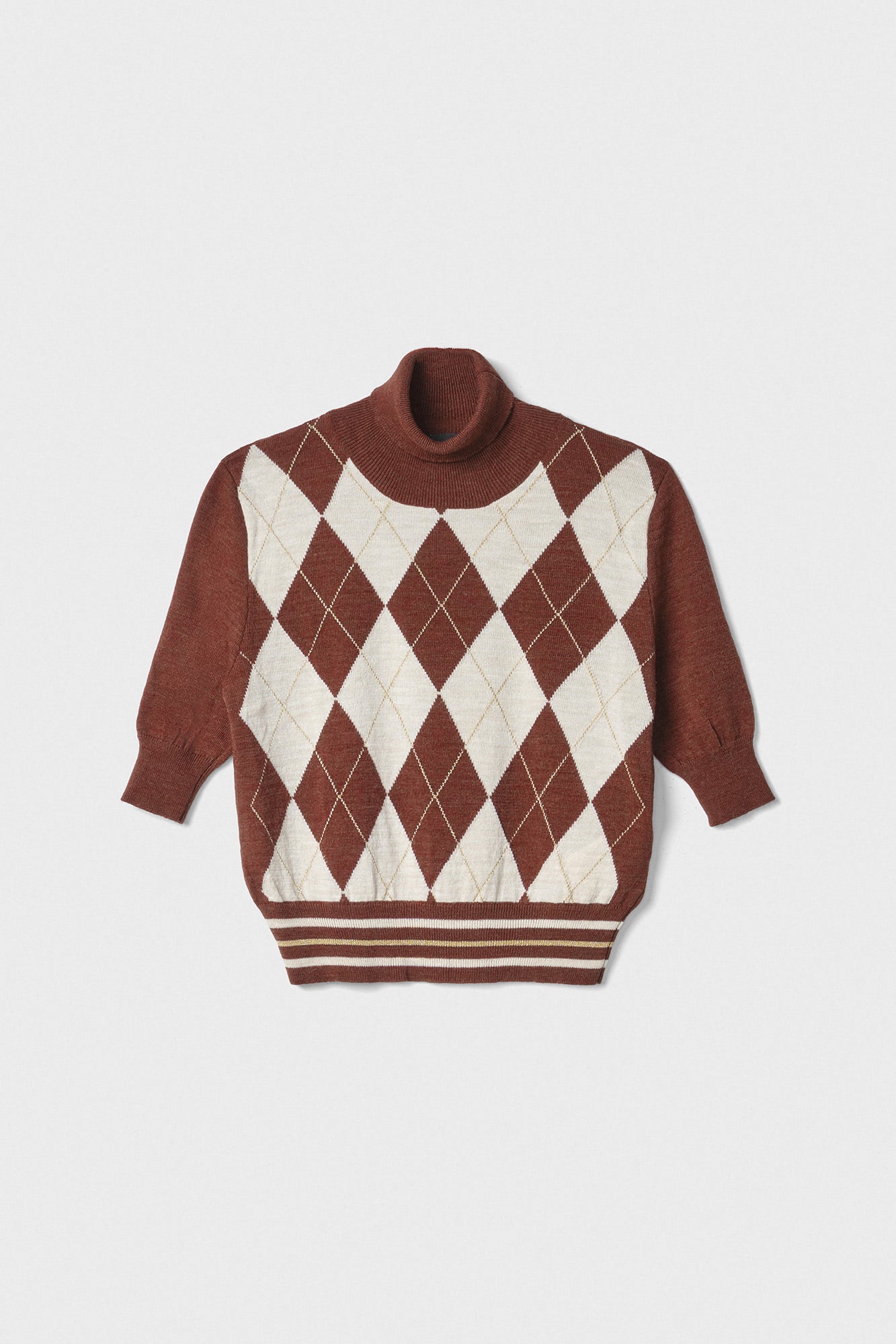 GAELLE PARIS Maglia Donna Collo alto Rombi-Cioccolato