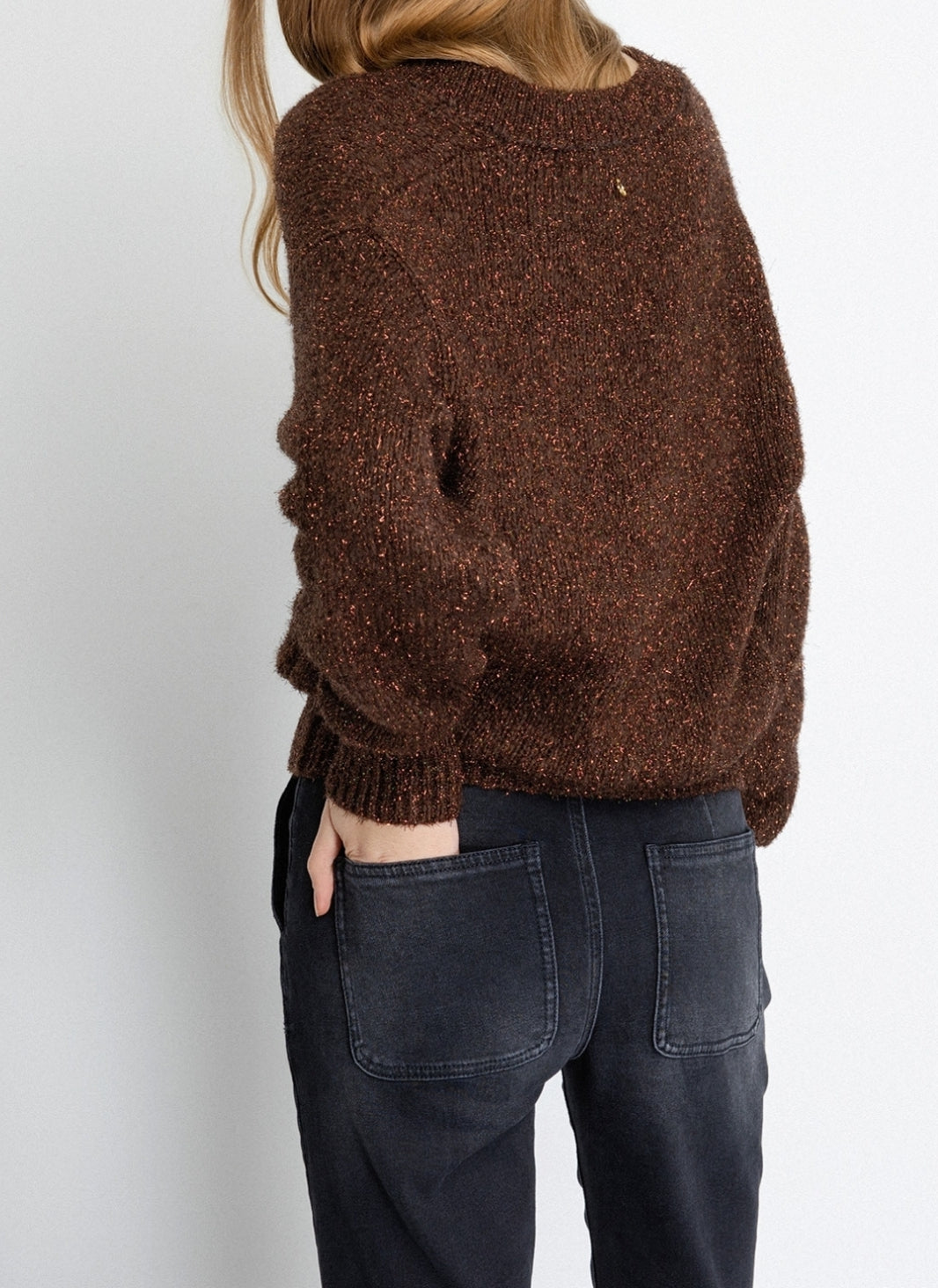 GAELLE PARIS Maglione Donna Lurex-Cioccolato