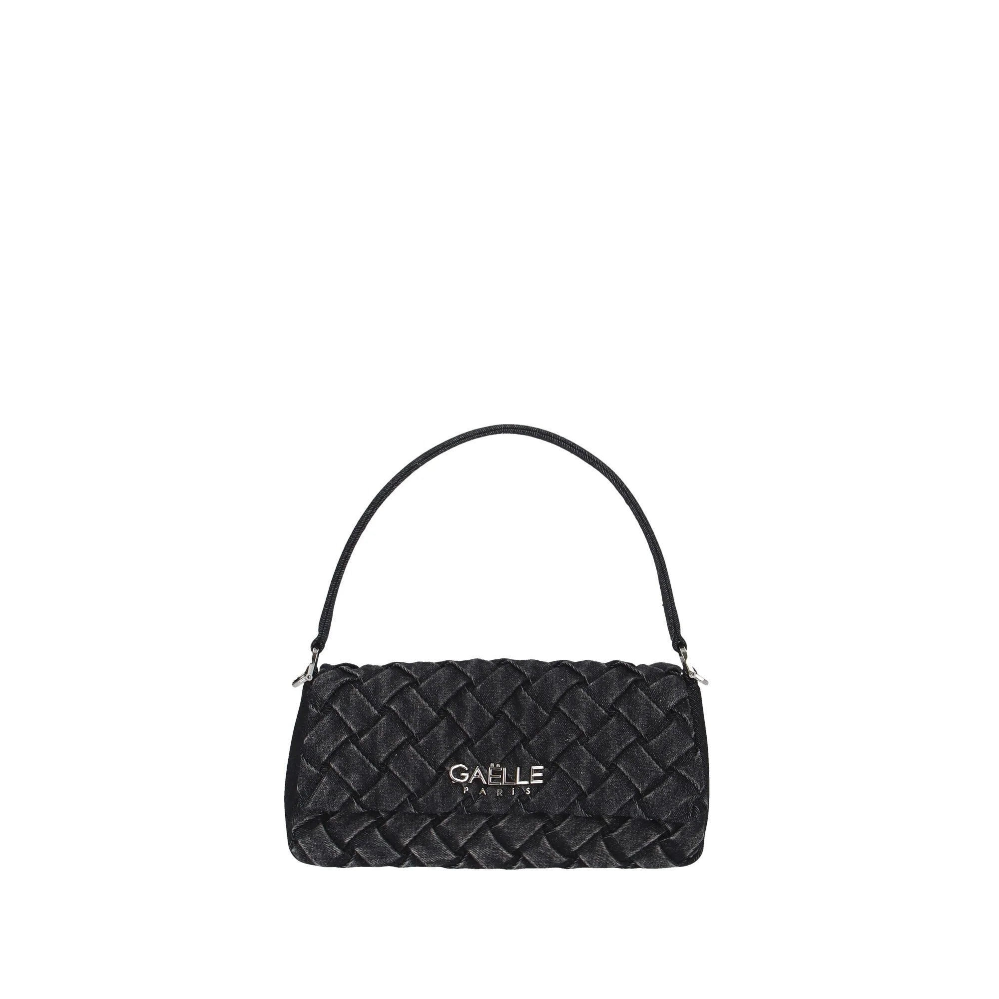 GAELLE PARIS Borsa Regular Shoulder Strap Denim Plissè-Nero