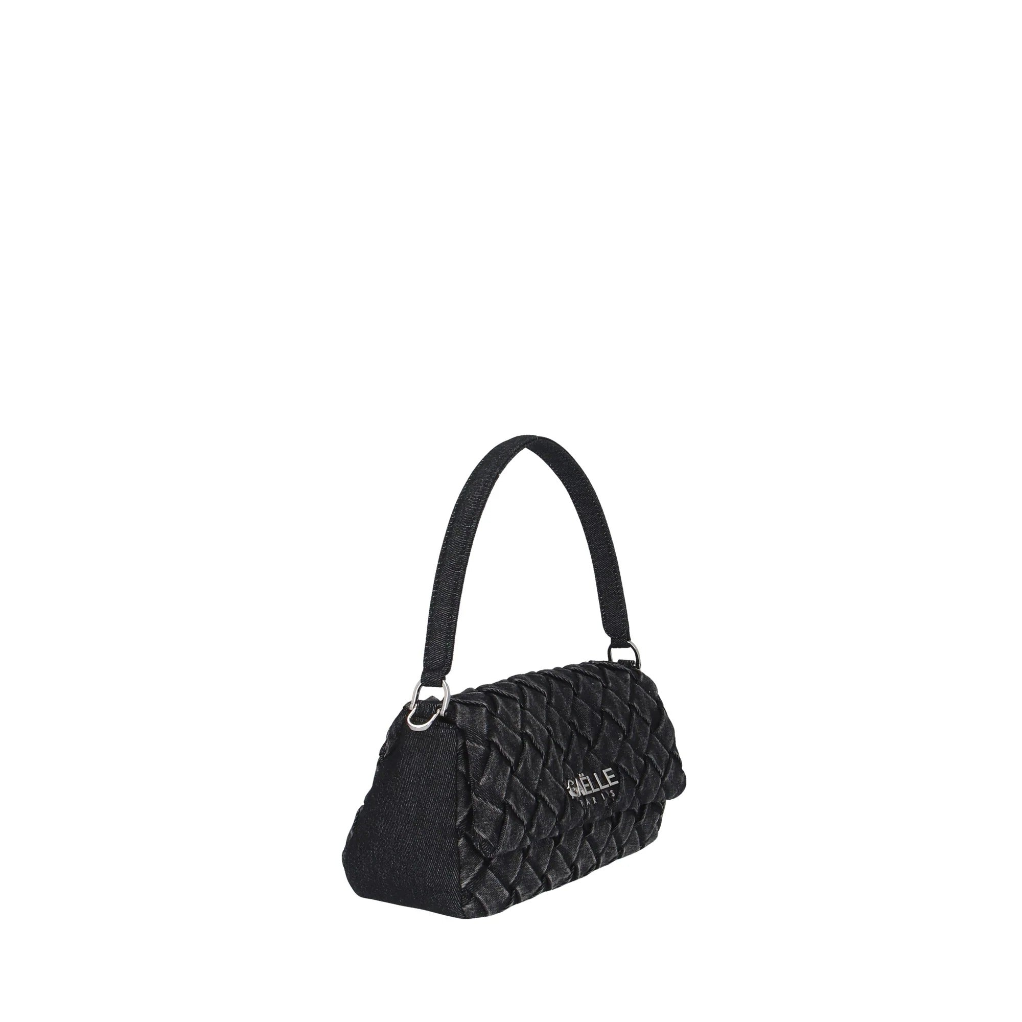 GAELLE PARIS Borsa Regular Shoulder Strap Denim Plissè-Nero