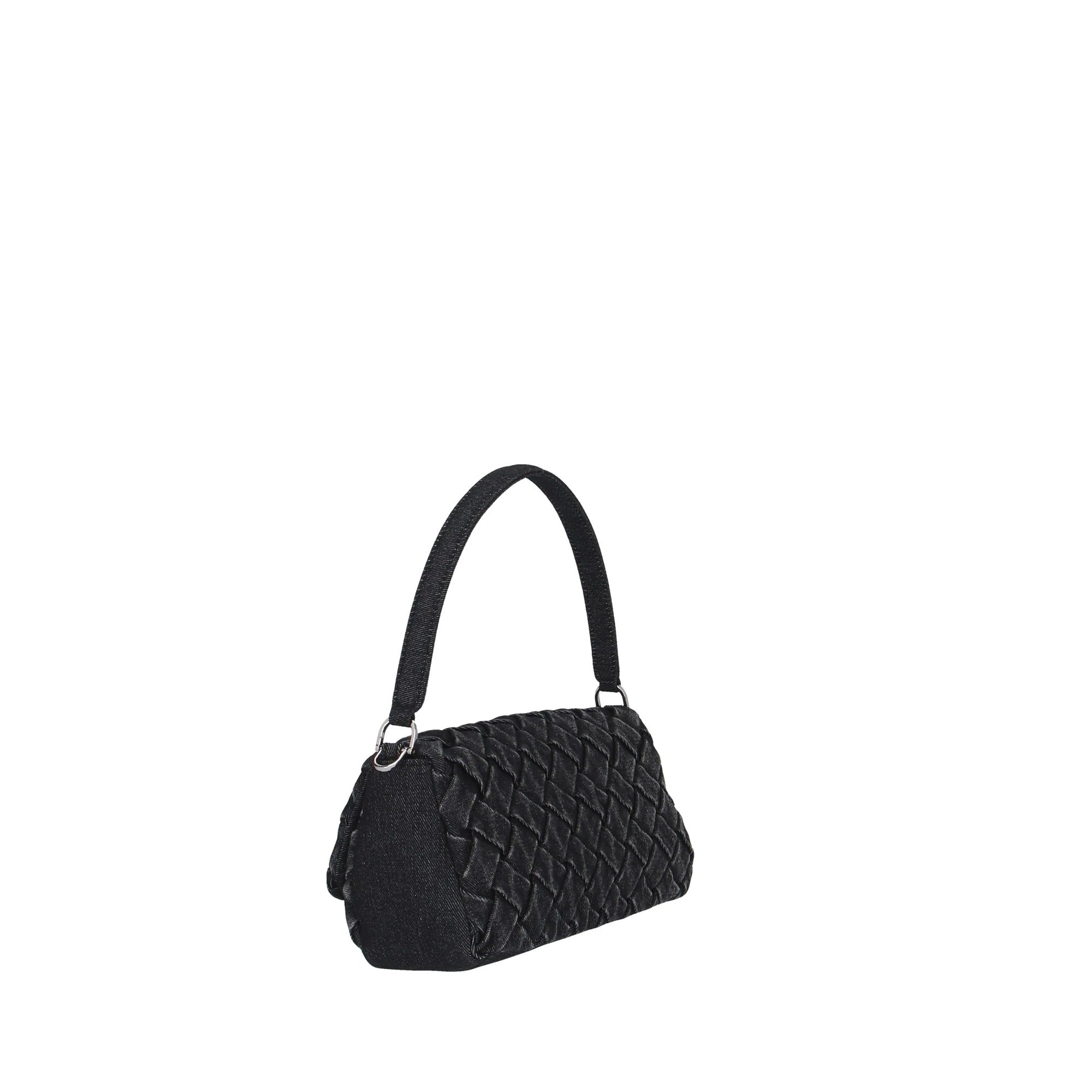 GAELLE PARIS Borsa Regular Shoulder Strap Denim Plissè-Nero