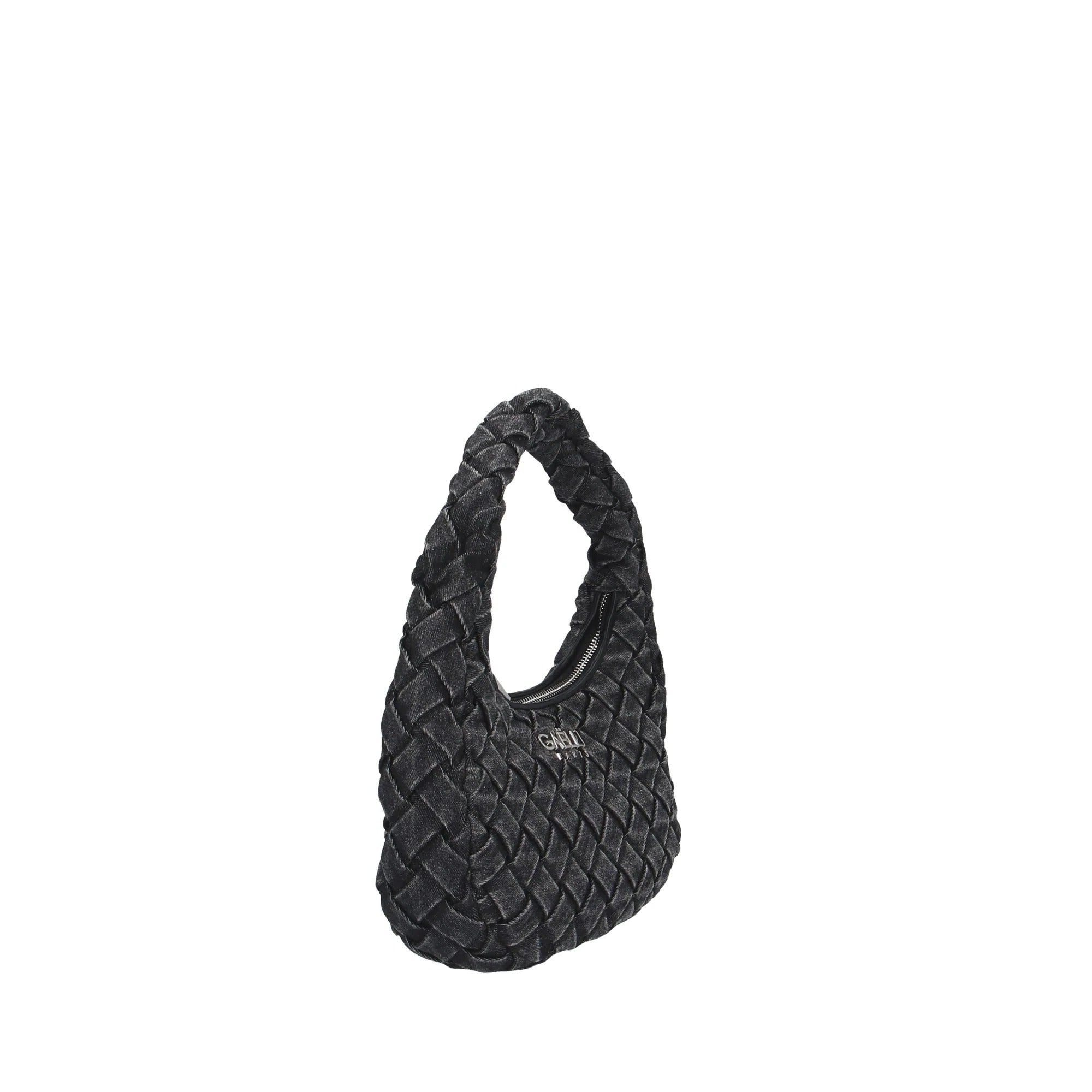GAELLE PARIS Borsa Maxi Hobo Denim Plissè-Nero