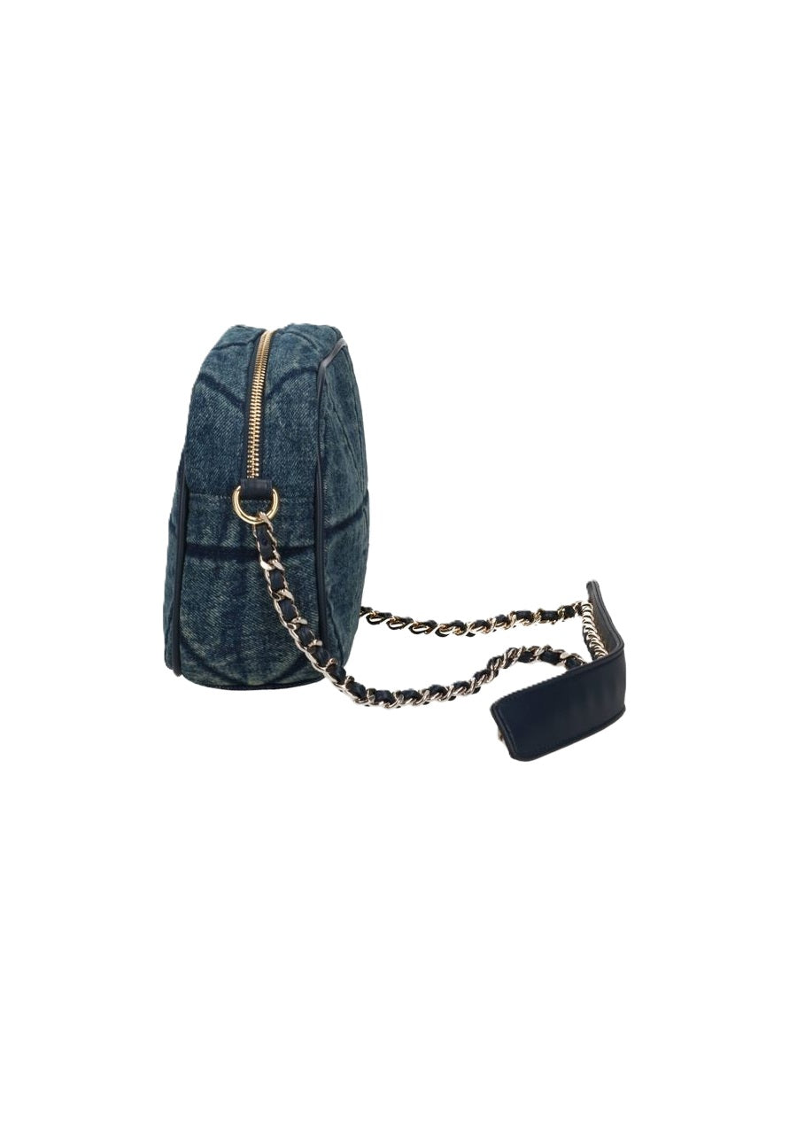 GAELLE PARIS Borsa Regular Camera Bag Denim Matelassé-Blu