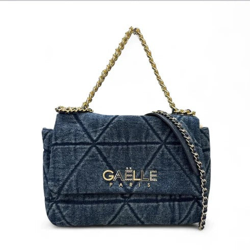 GAELLE PARIS Borsa Maxi Shoulder Strap Denim Matelassé-Blu