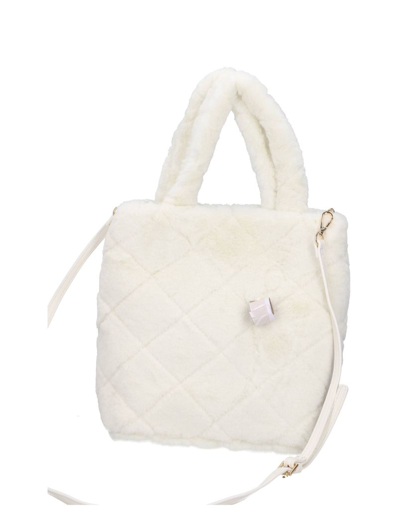 GAELLE PARIS Borsa Mini Shopper Matelassé Ecopelliccia-Bianco