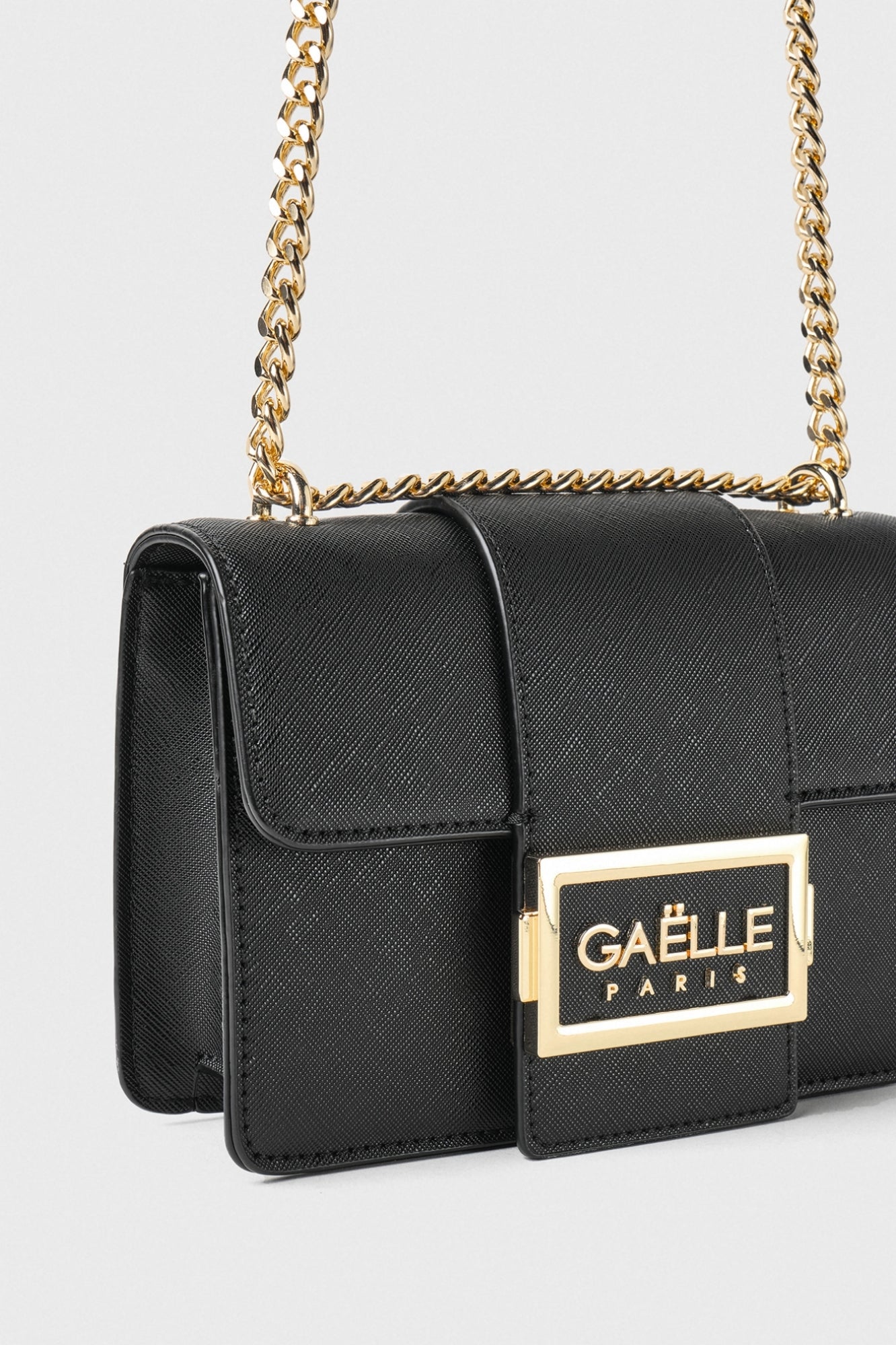 GAELLE PARIS Borsa Mini Shoulder Strap Placca Logo-Nero