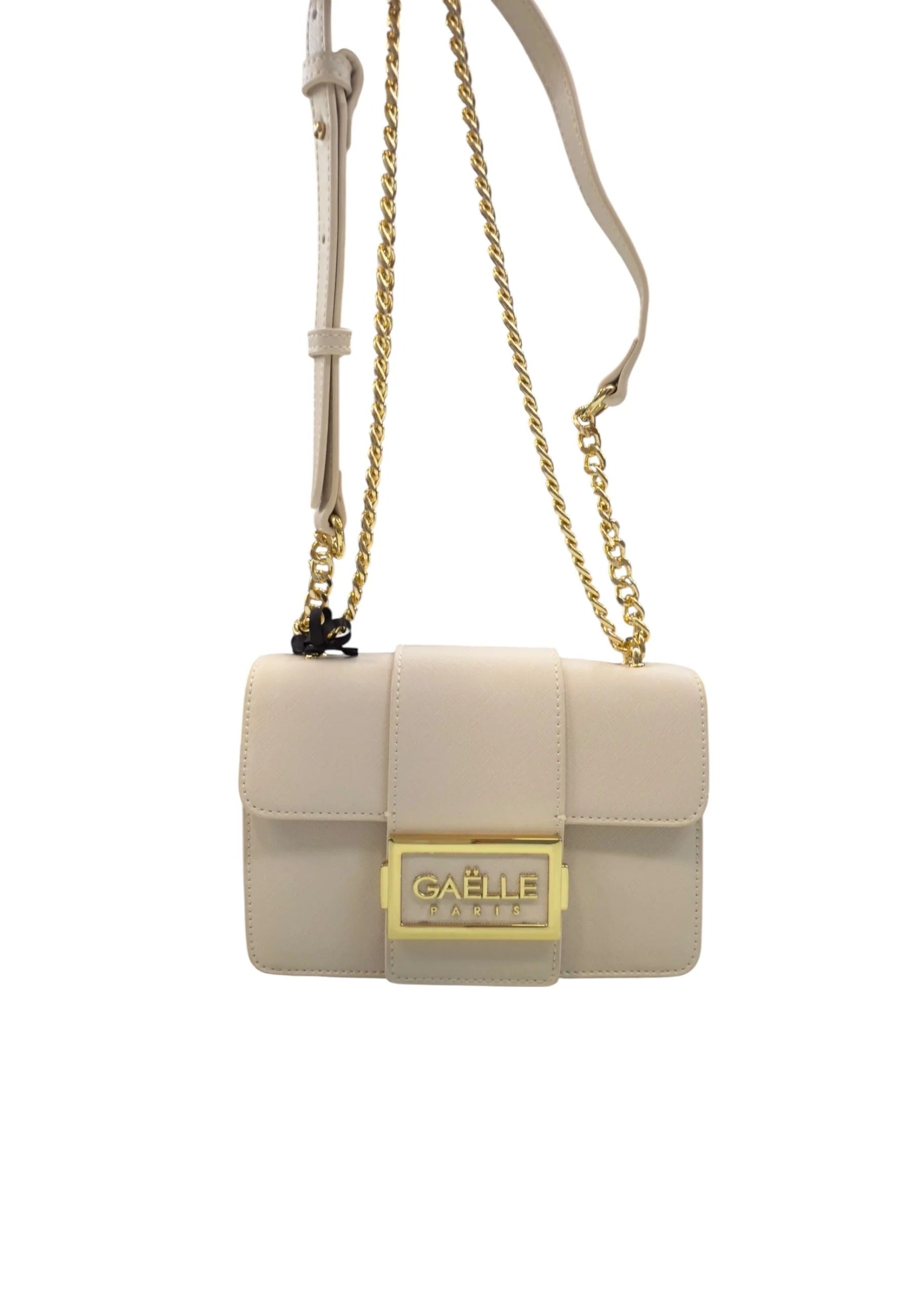 GAELLE PARIS Borsa Mini Shoulder Strap Placca Logo-Panna