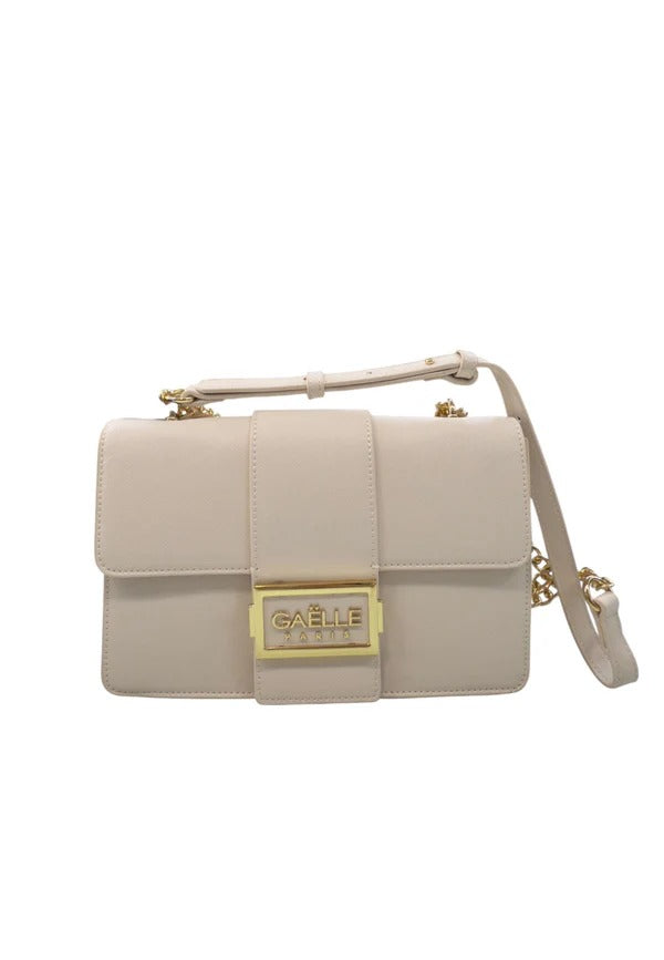 GAELLE PARIS Borsa Regular Shoulder Strap Placca Logo-Panna