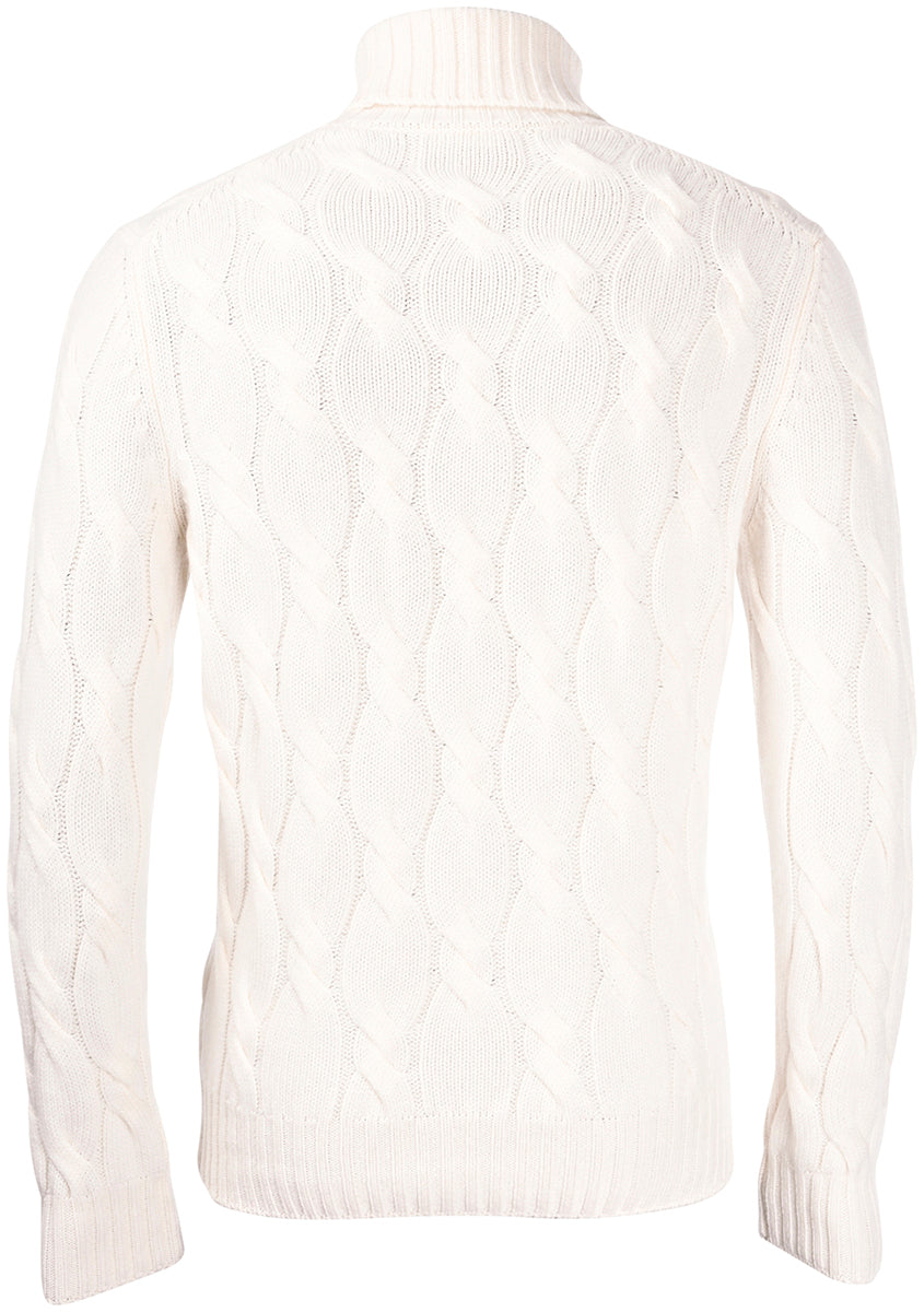 GRAN SASSO Maglione Uomo Dolcevita Trecce-Bianco