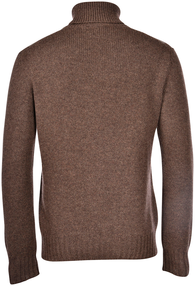 GRAN SASSO Maglione Uomo Dolcevita Trecce Lana Super Geelong-Marrone