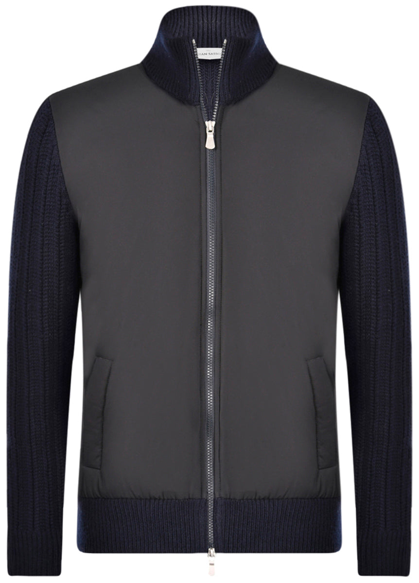 GRAN SASSO Giubbino Uomo Lana Super Geelong Nylon-Blu Navy