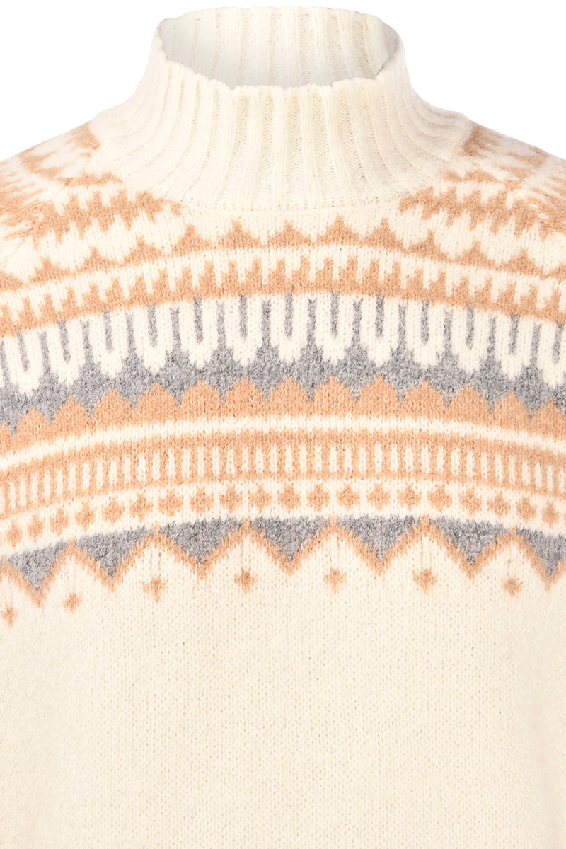 GRAN SASSO Maglione Uomo Lupetto Lana Fantasia-Bianco