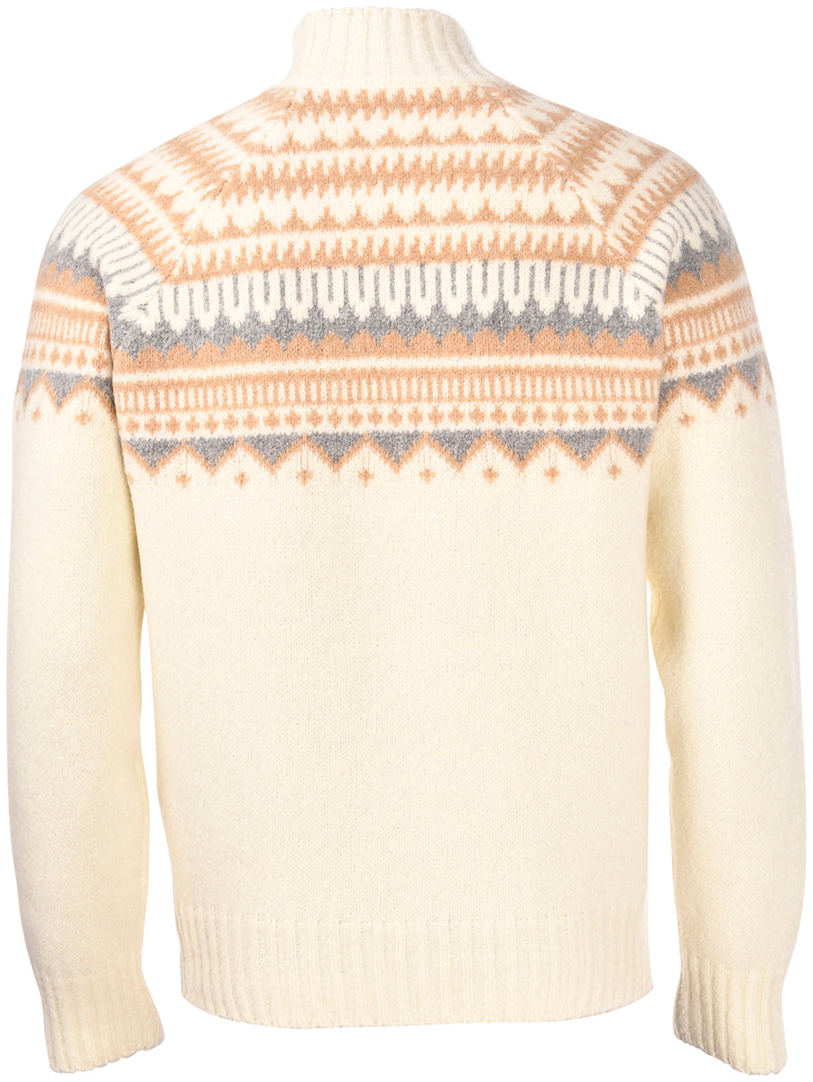 GRAN SASSO Maglione Uomo Lupetto Lana Fantasia-Bianco