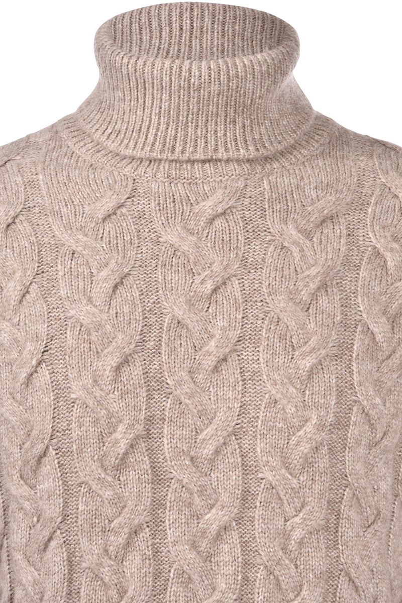 GRAN SASSO Maglione Uomo Dolcevita Trecce-Tortora