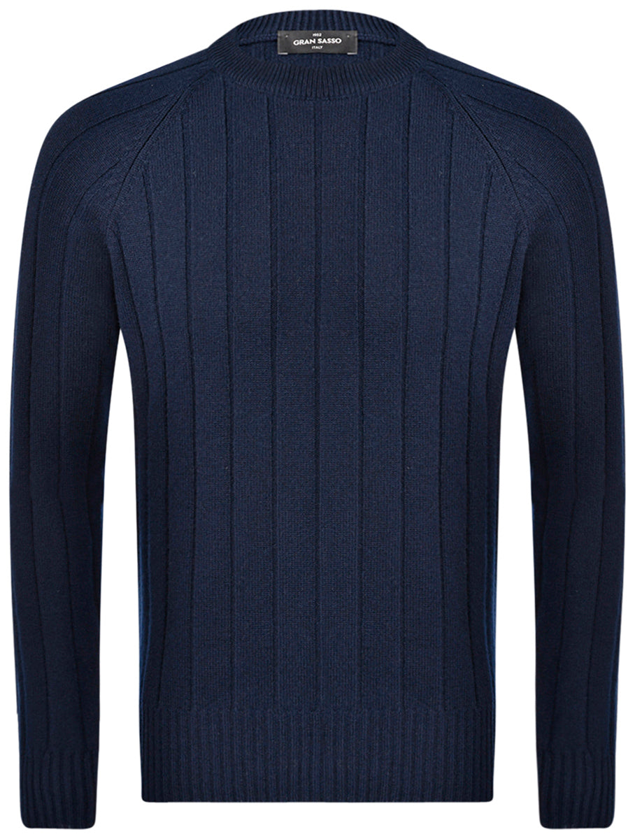 GRAN SASSO Maglia Uomo Girocollo Coste-Blu Navy