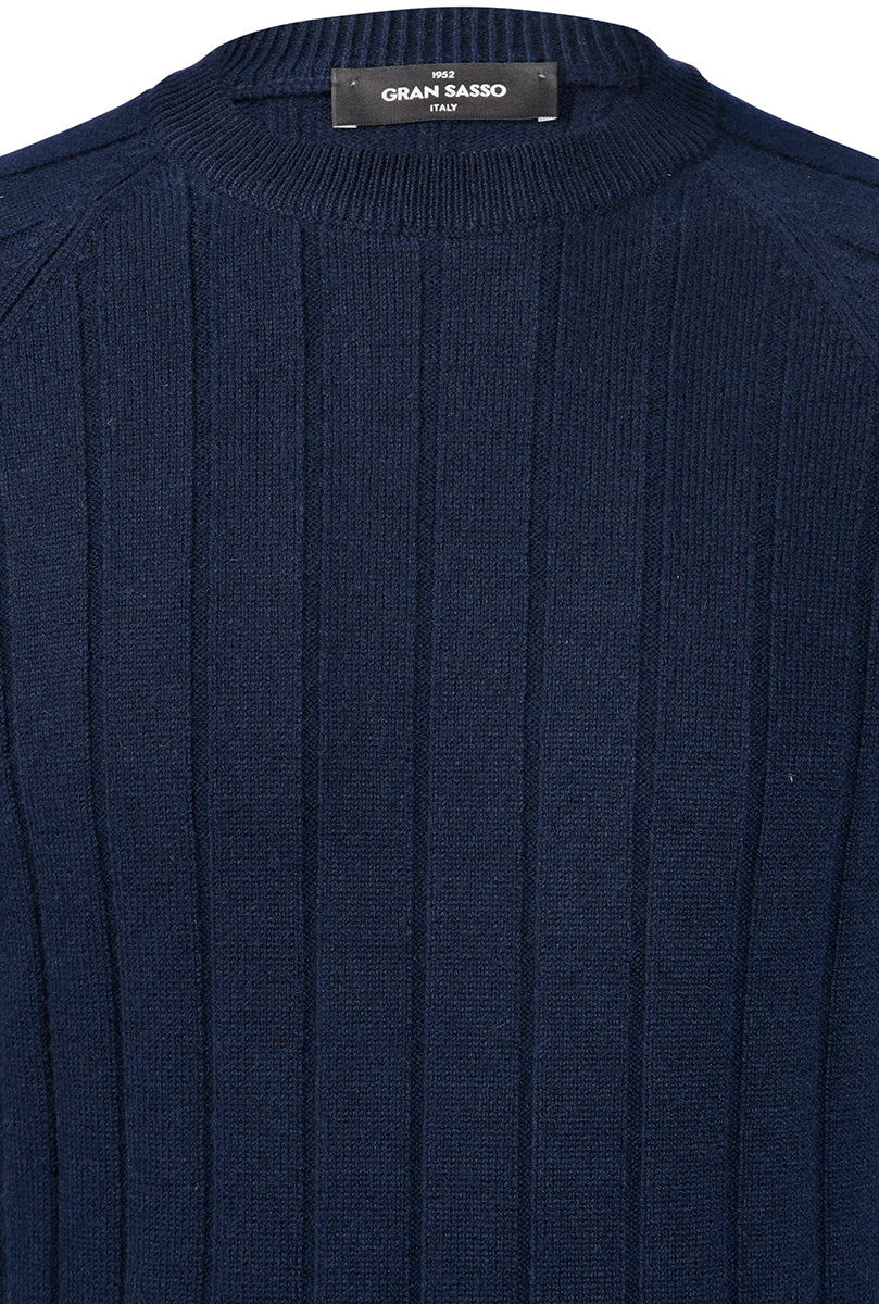GRAN SASSO Maglia Uomo Girocollo Coste-Blu Navy