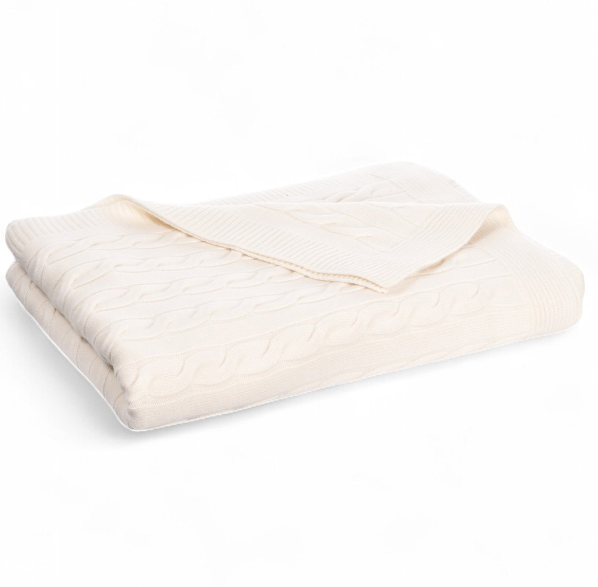 GRAN SASSO Plaid Cashmere Trecce-Bianco