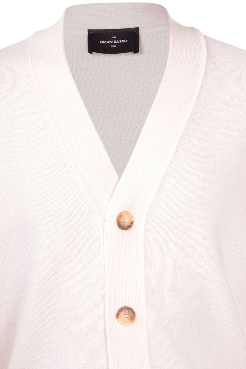 GRAN SASSO Cardigan Uomo Lana Super Geelong-Bianco