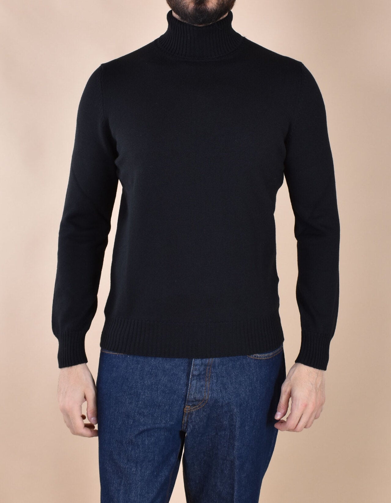 GRAN SASSO Maglia Uomo Dolcevita Extrafine-Nero