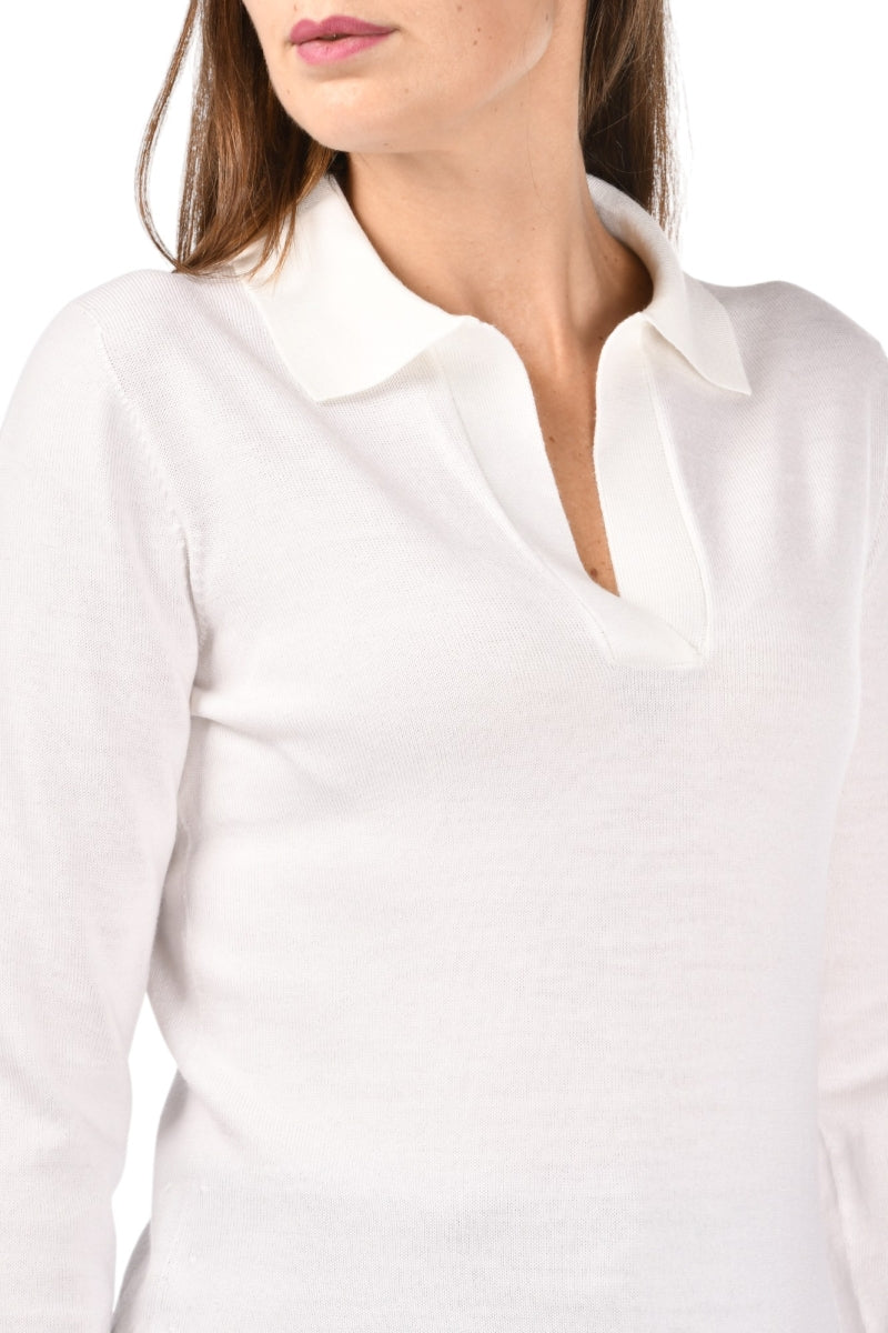GRAN SASSO Polo Donna Skipper Lana Merino-Bianco