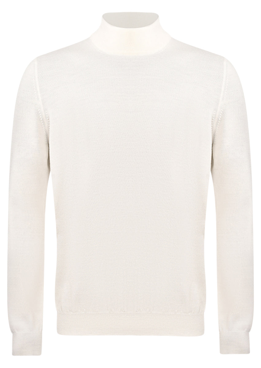 GRAN SASSO Maglia Uomo Lupetto Lana Merino-Bianco