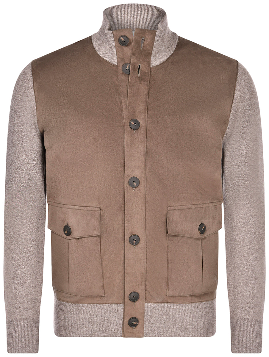 GRAN SASSO Giubbino Uomo Cashmere Alcantara-Marrone Tortora