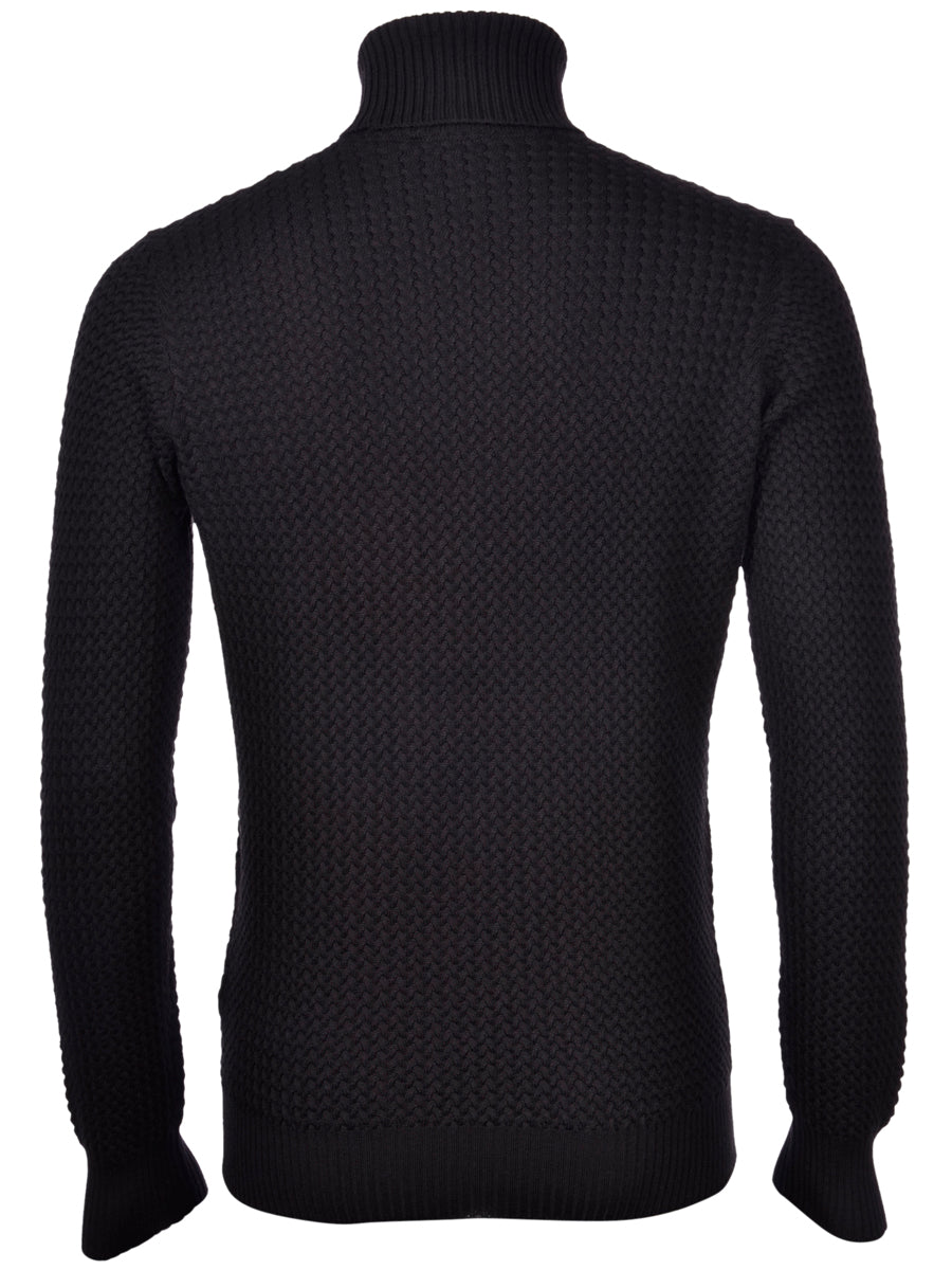 GRAN SASSO Maglia Uomo Dolcevita Micro Trecce-Nero