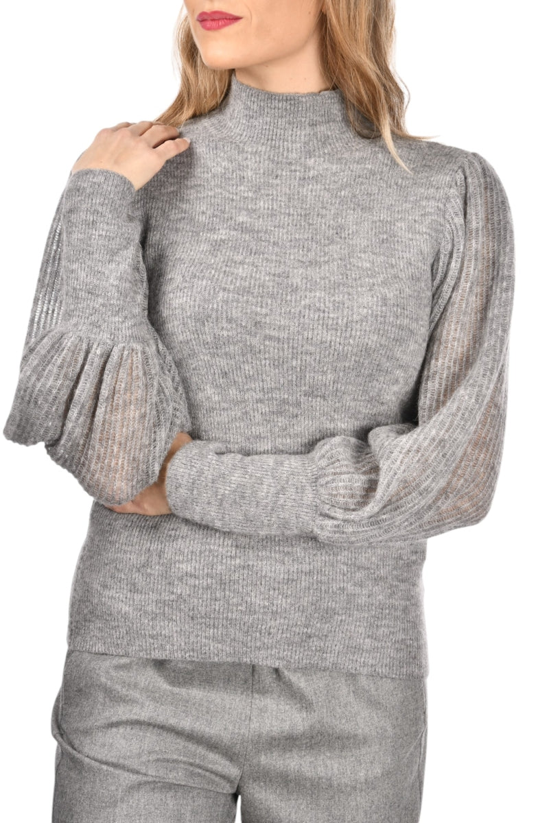 GRAN SASSO Maglia Donna Lupetto MANICHE A SBUFFO-Grigio