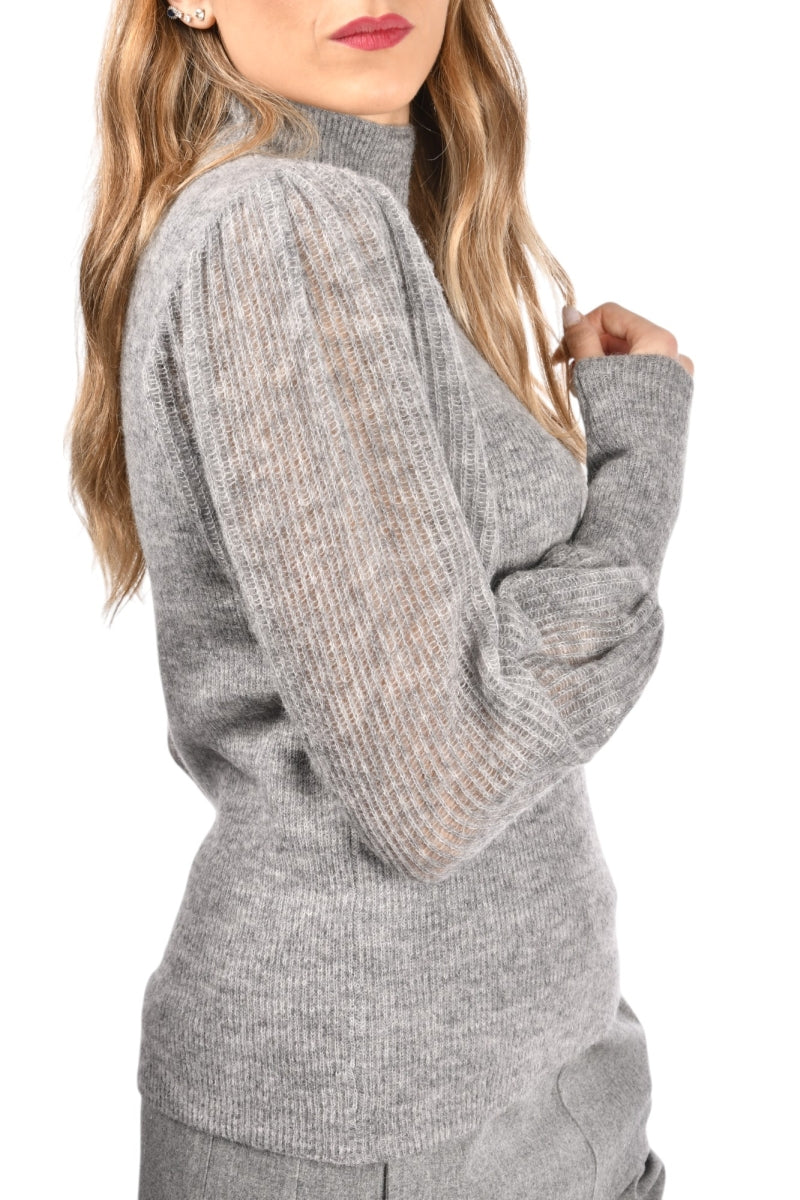 GRAN SASSO Maglia Donna Lupetto MANICHE A SBUFFO-Grigio
