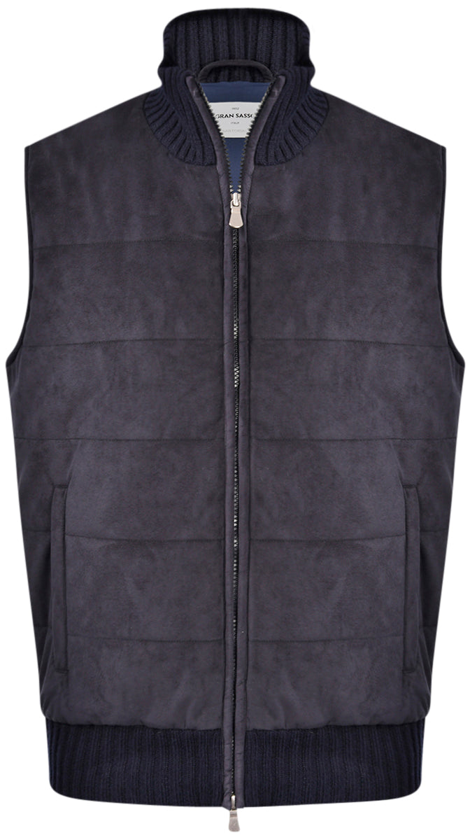GRAN SASSO Gilet Uomo Alcantara-Blu Navy