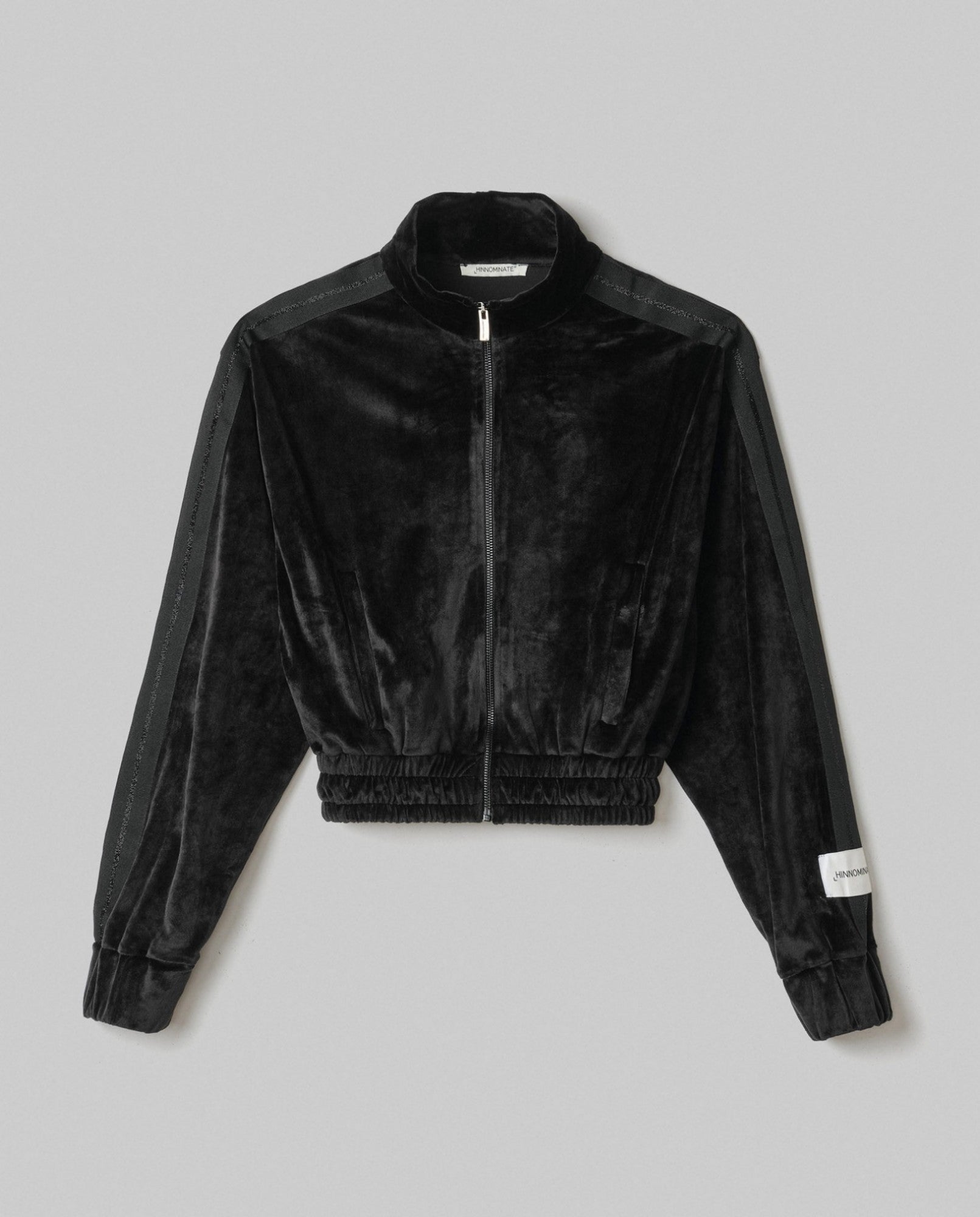 HINNOMINATE Felpa Donna Zip Ciniglia Bande Lurex-Nero