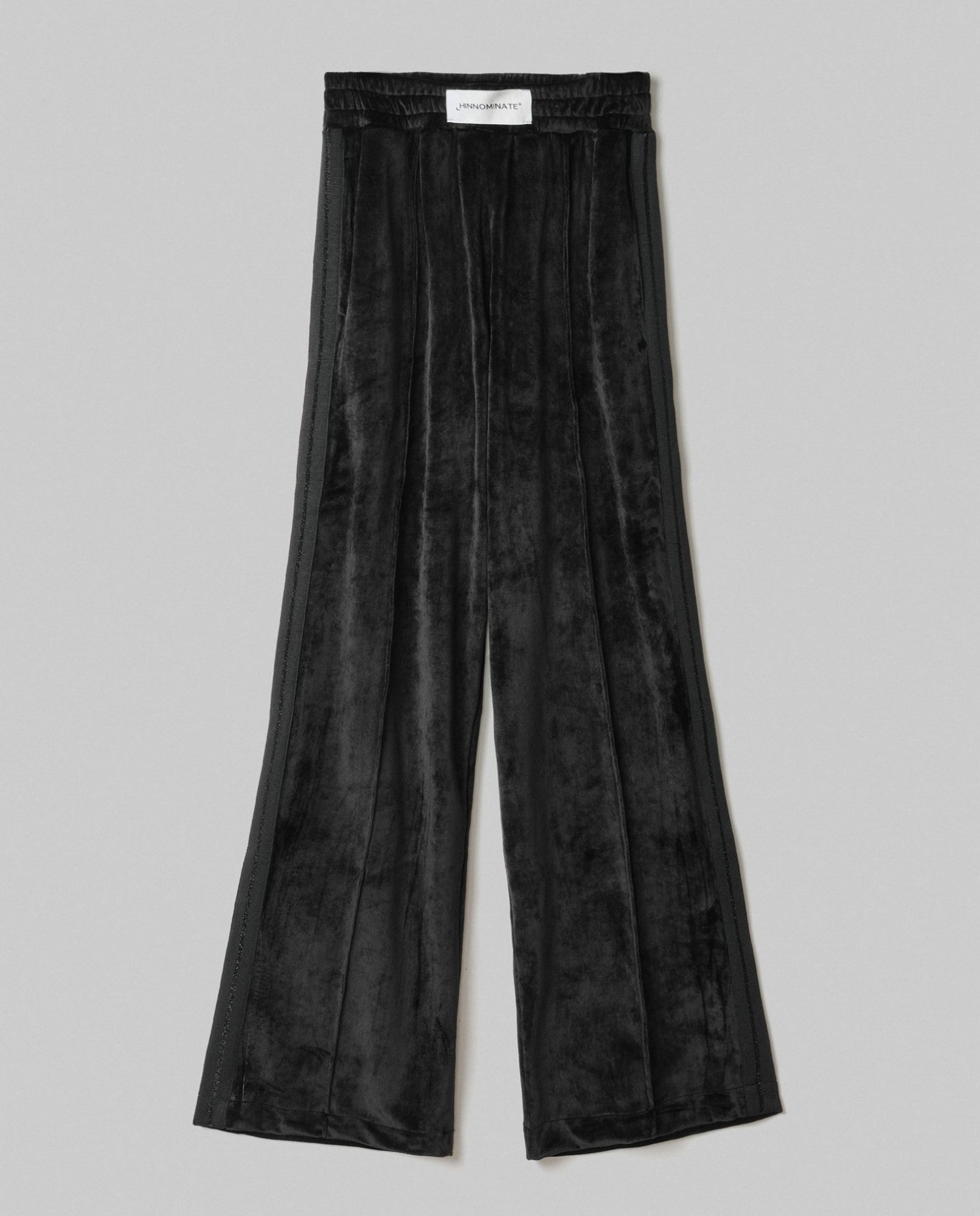 HINNOMINATE Pantalone Donna Dritto Ciniglia Bande Lurex-Nero