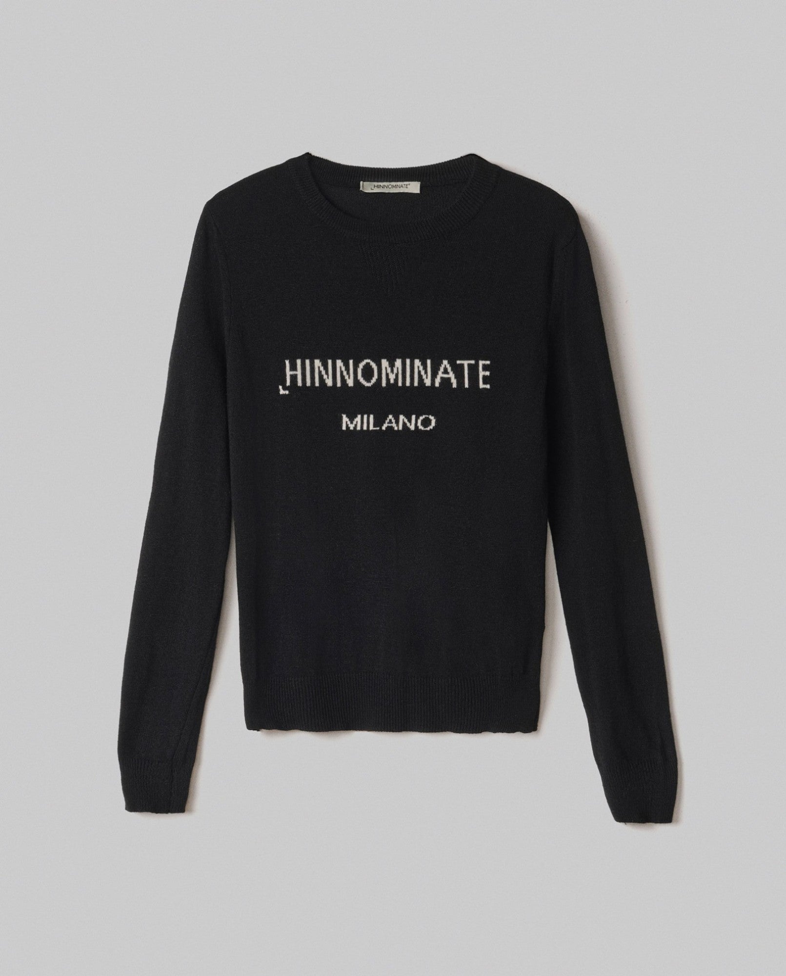 HINNOMINATE Maglia Donna Girocollo Logo Jacquard-Nero