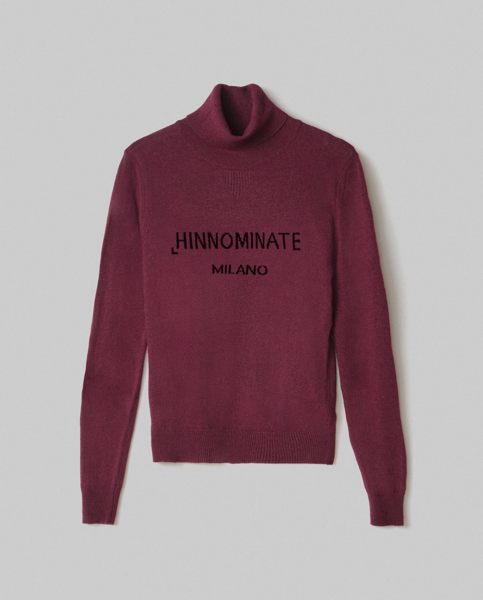 HINNOMINATE Maglia Donna Dolcevita Logo Jacquard-Bordeaux