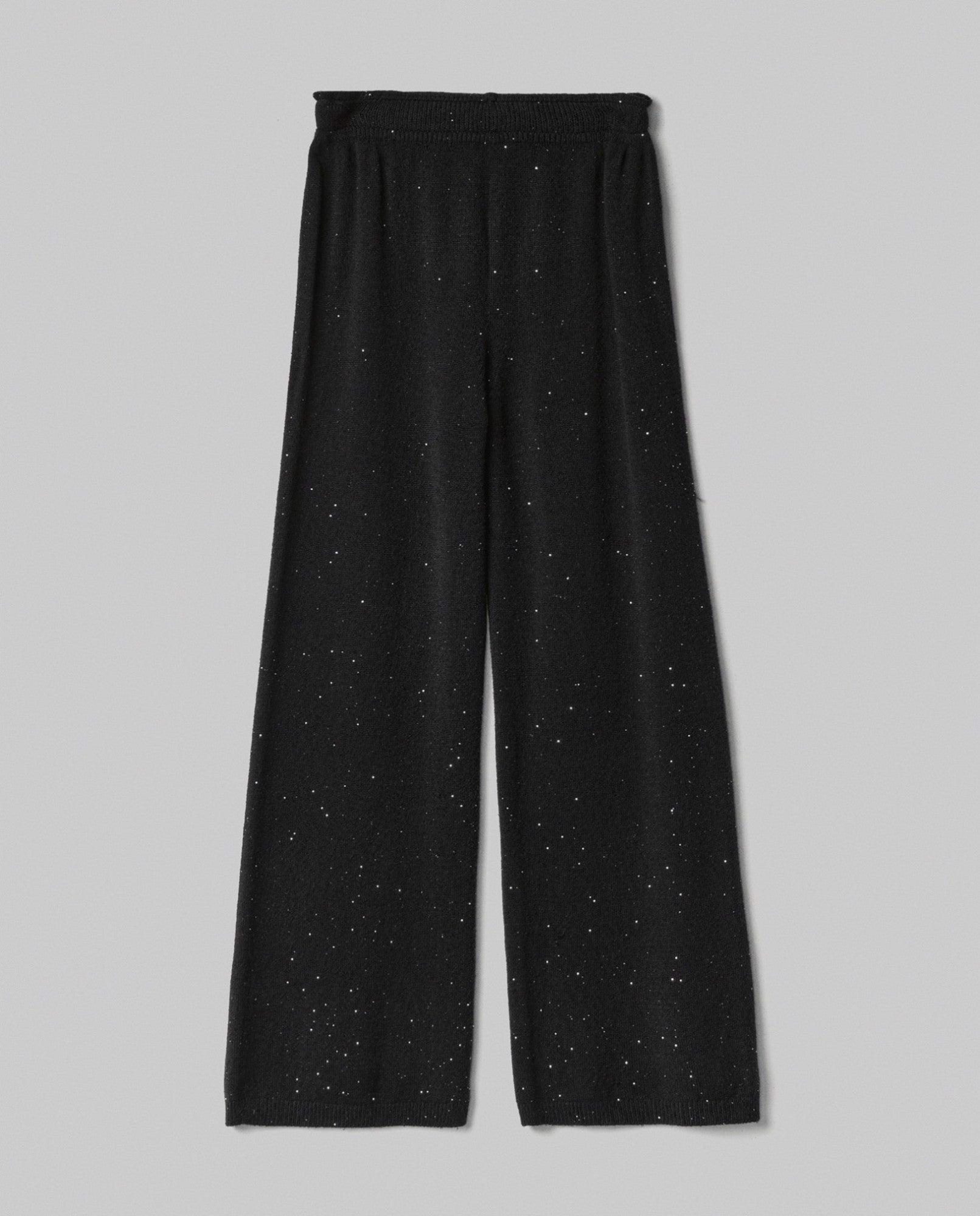 HINNOMINATE Pantalone Donna Dritto Maglia Paillettes-Nero