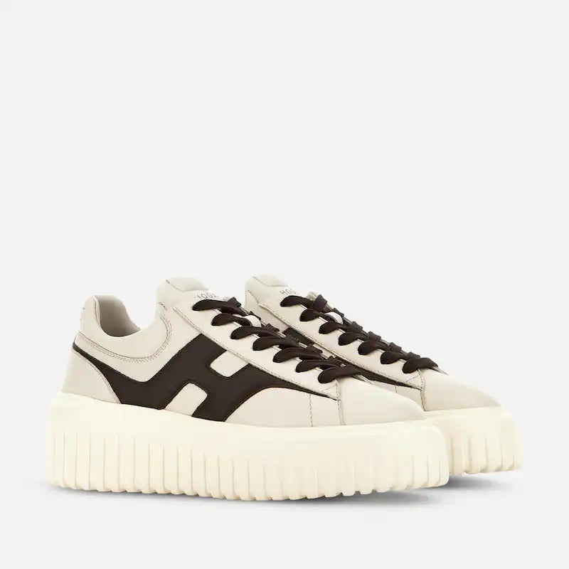 HOGAN Sneaker Donna H-Stripes-Avorio Marrone