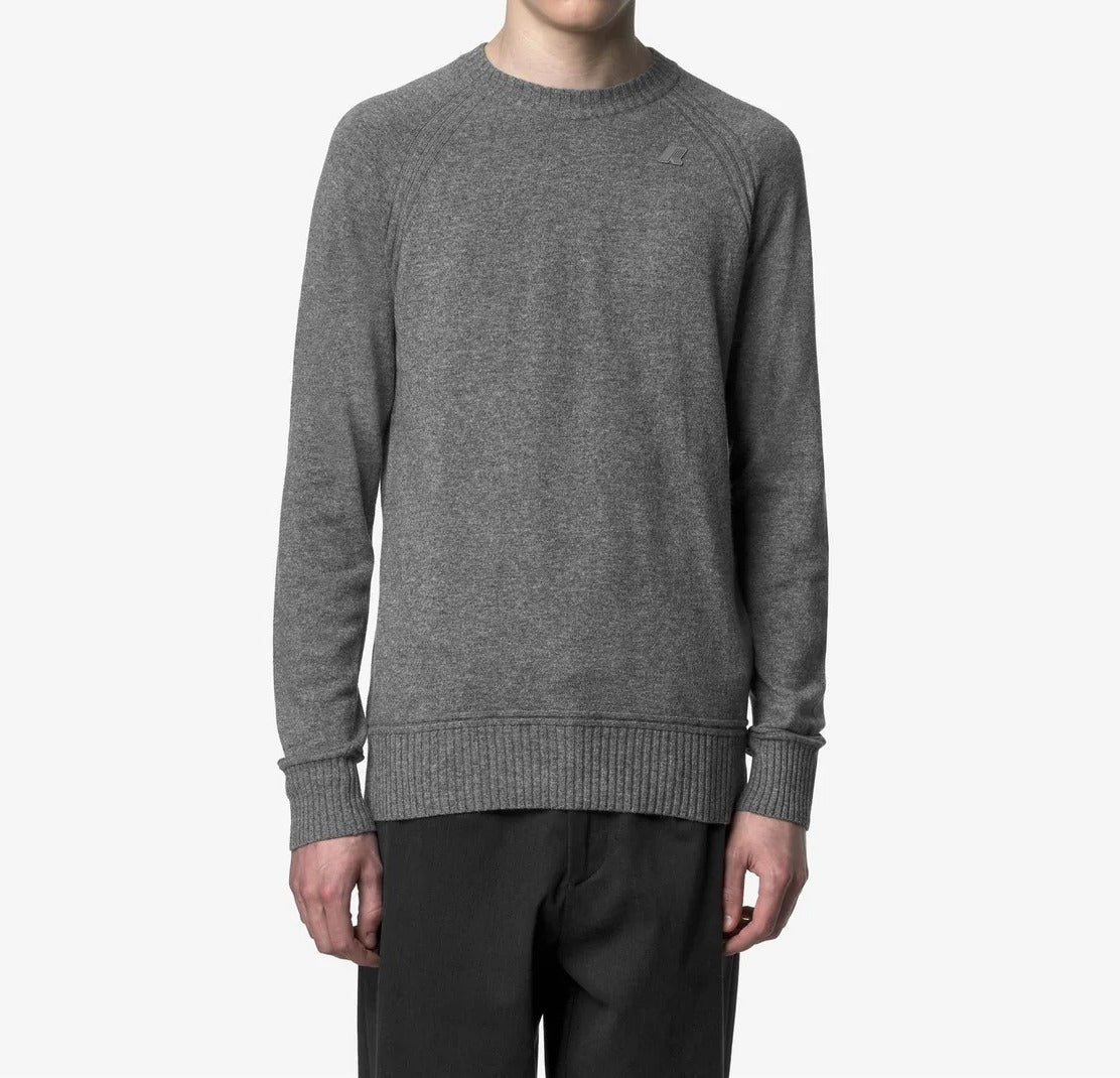 K-WAY Maglione Uomo SEBAS WOOL CASHMERE-Grey Mid Melange