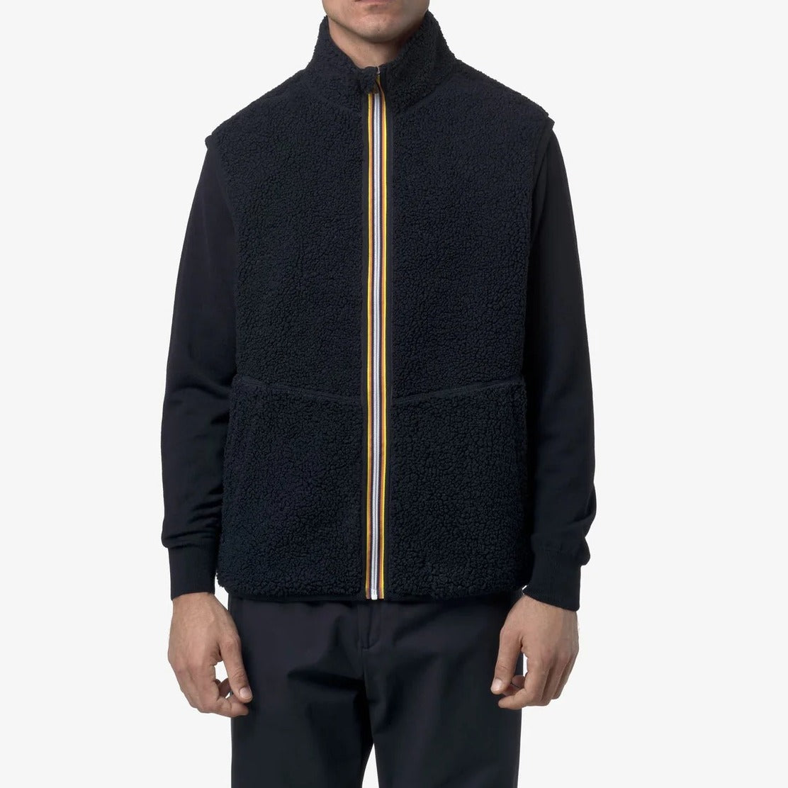K-WAY Gilet Uomo YANNICK SHERPA POLAR Reversible-Blue Depth