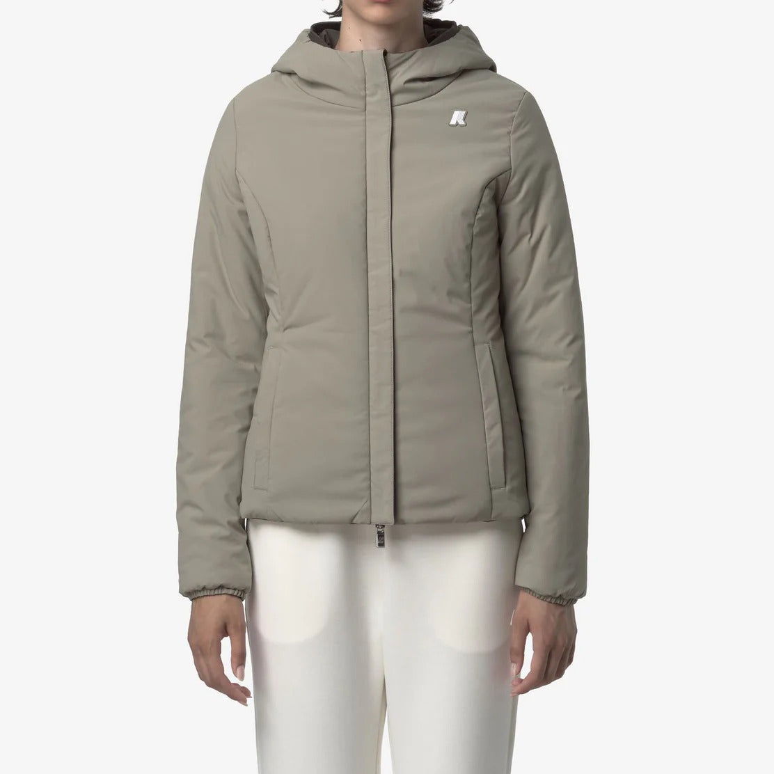 K-WAY Giubbino Donna Lily St Warm Reversible-Black Olive/Green Oak