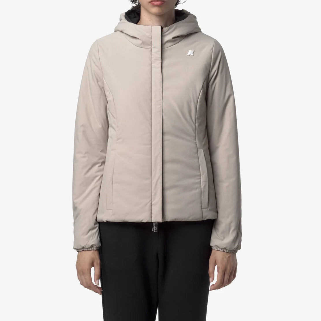 K-WAY Giubbino Donna Lily St Warm Reversible-Black Pure/Beige Cashmere