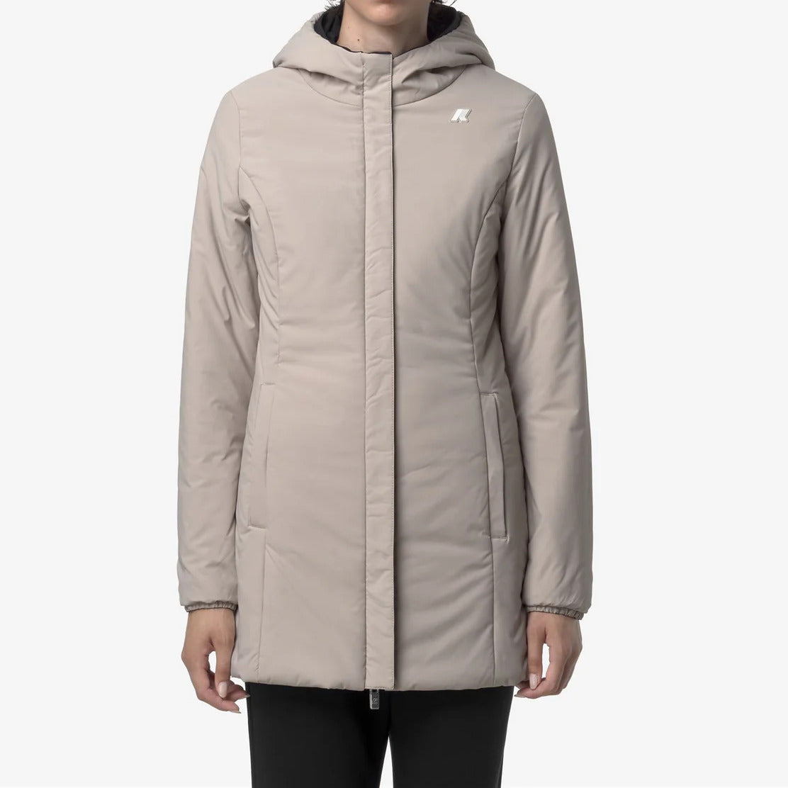 K-WAY Giubbino Donna DENISE ST WARM Reversible-Black Pure/Beige Cashmere