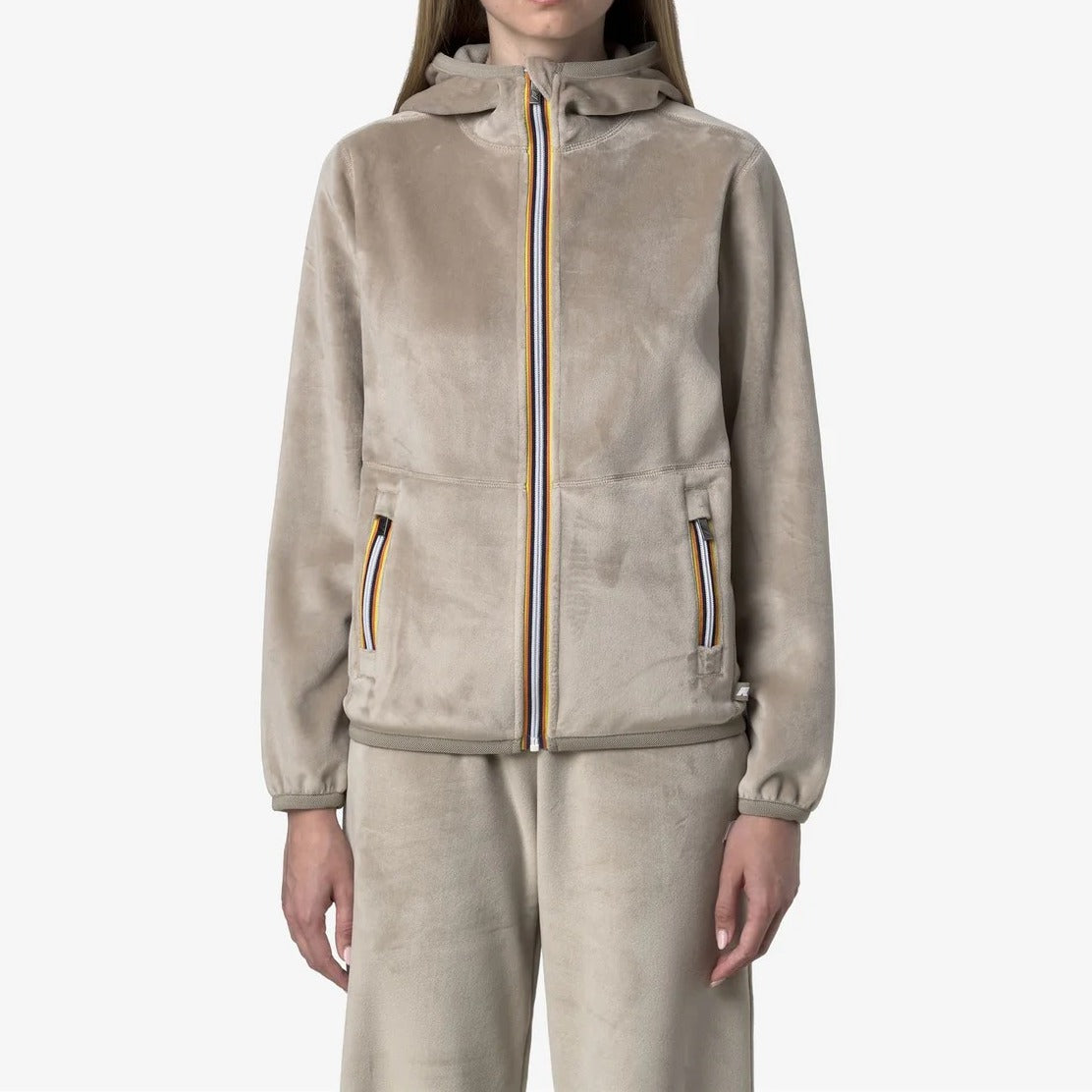 K-WAY Giubbino Donna Lily Velour Reversible-Beige Cashmere