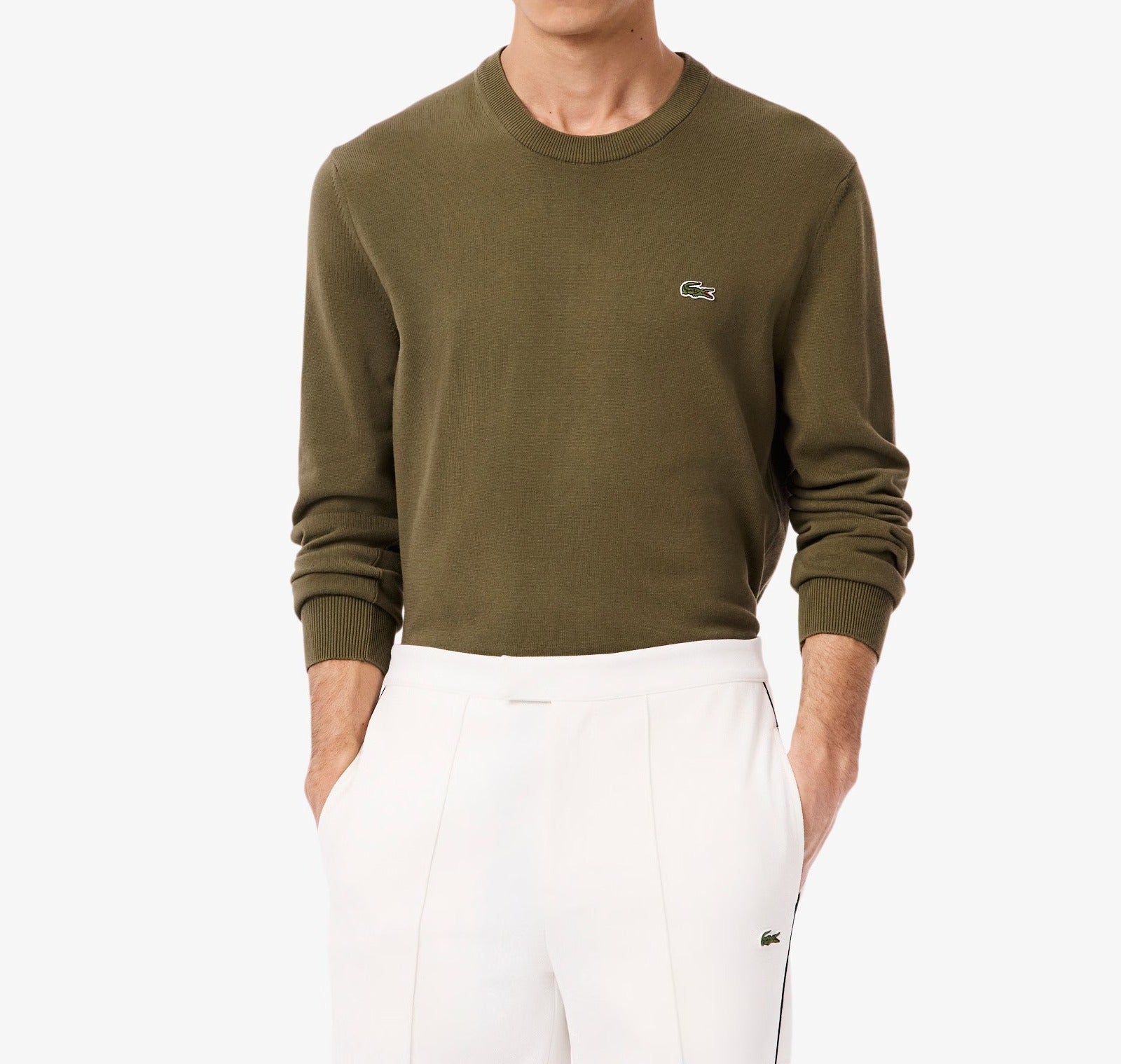 LACOSTE PULLOVER Uomo Misto Cotone-Verde Cachi