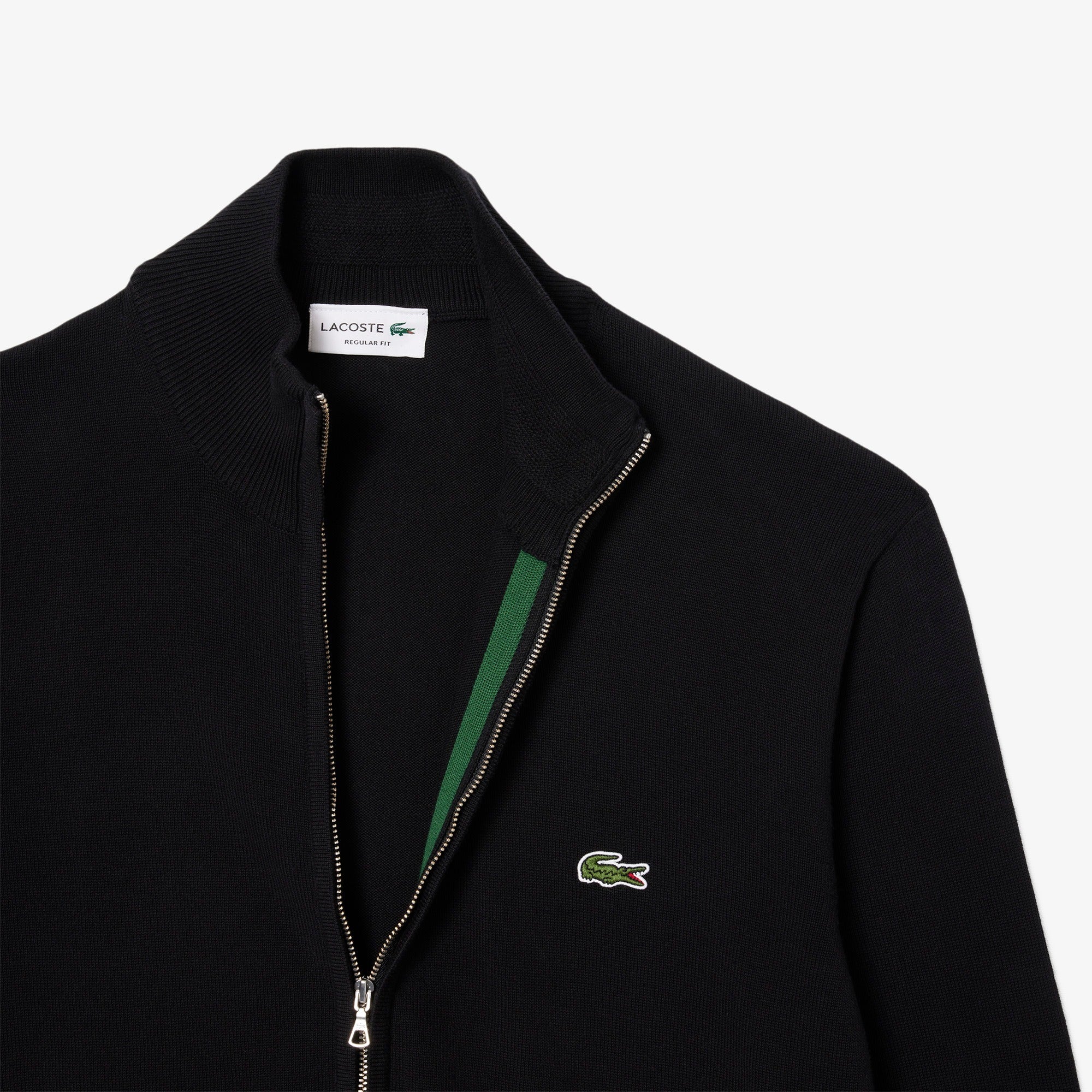 LACOSTE Pullover Uomo Cotone Zip-Nero