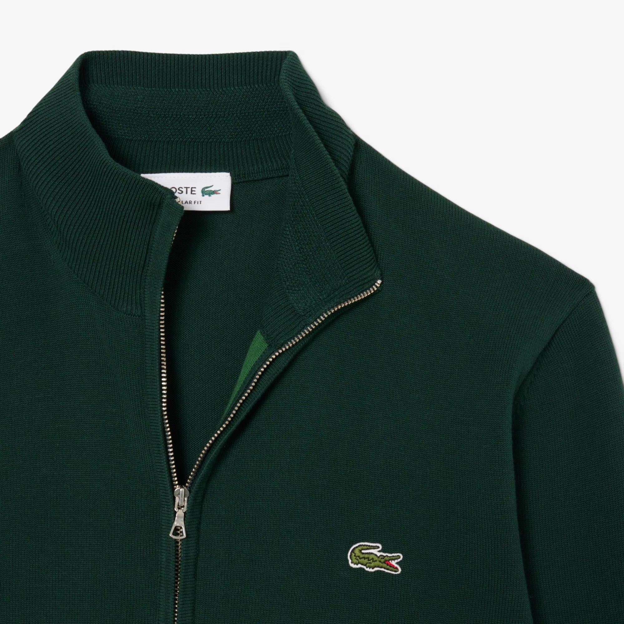 LACOSTE Pullover Uomo Cotone Zip- Verde Sinople