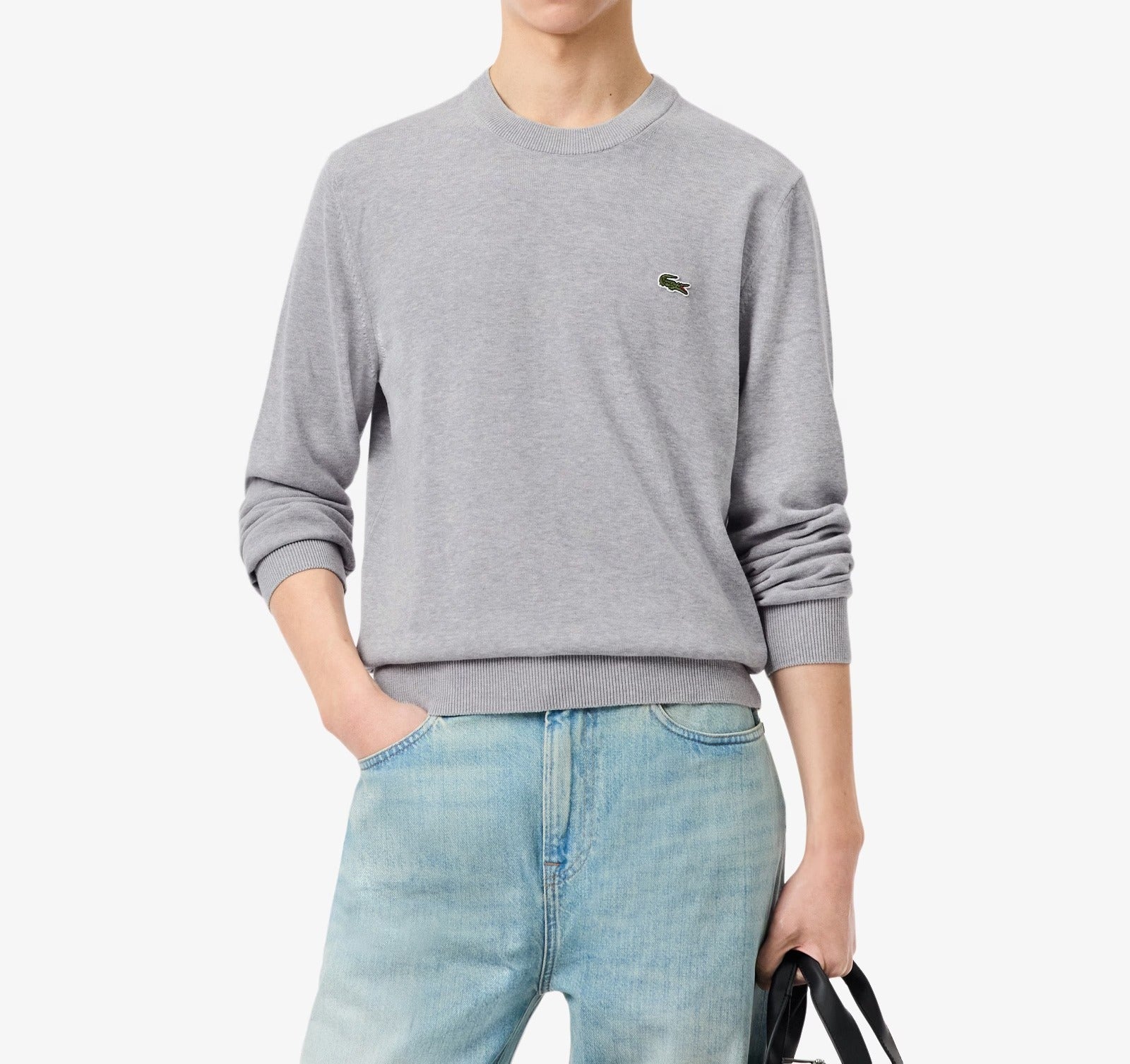 LACOSTE Pullover Uomo Cotone-Grigio Chine