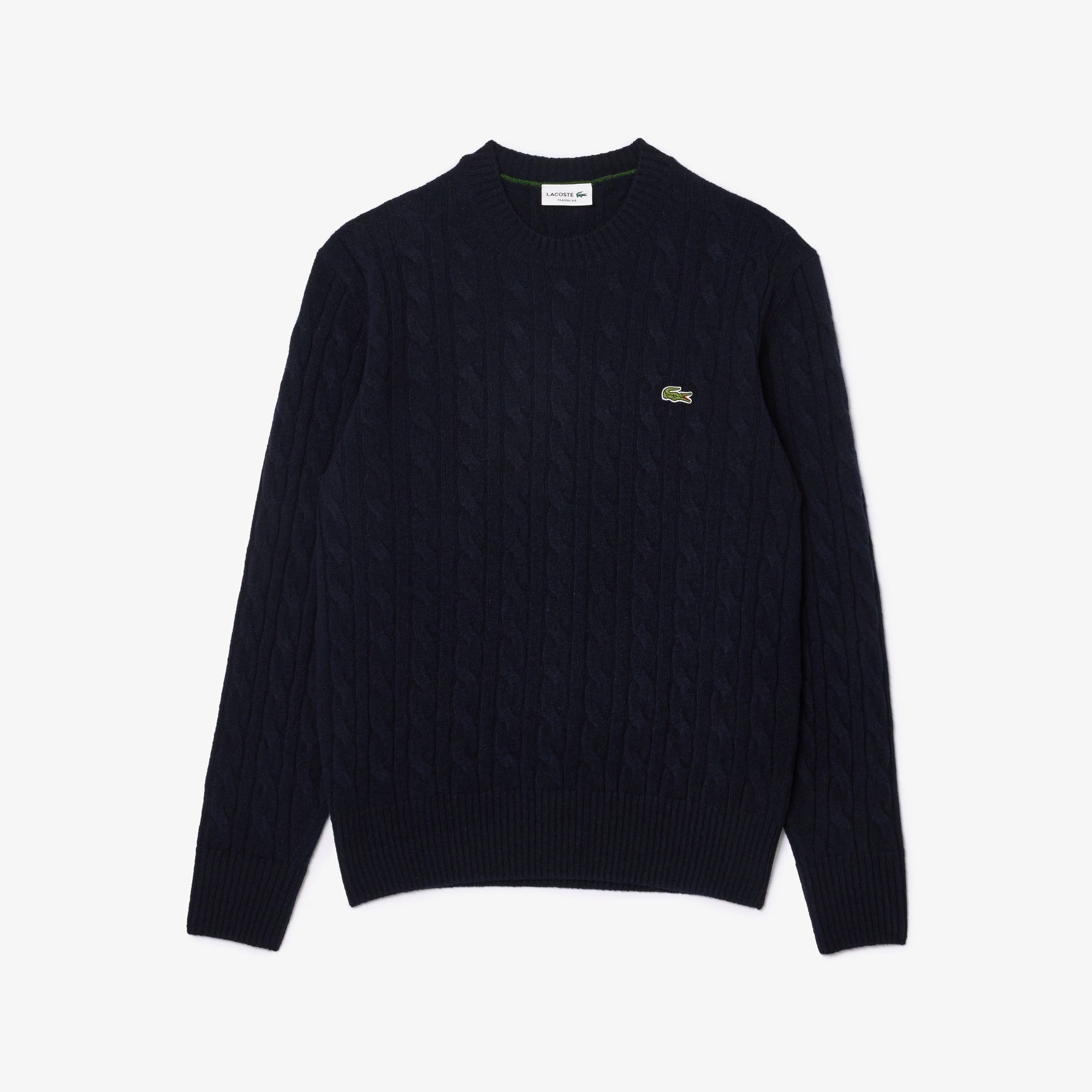 LACOSTE Pullover Uomo Lana Cardata Trecce-Blu Navy