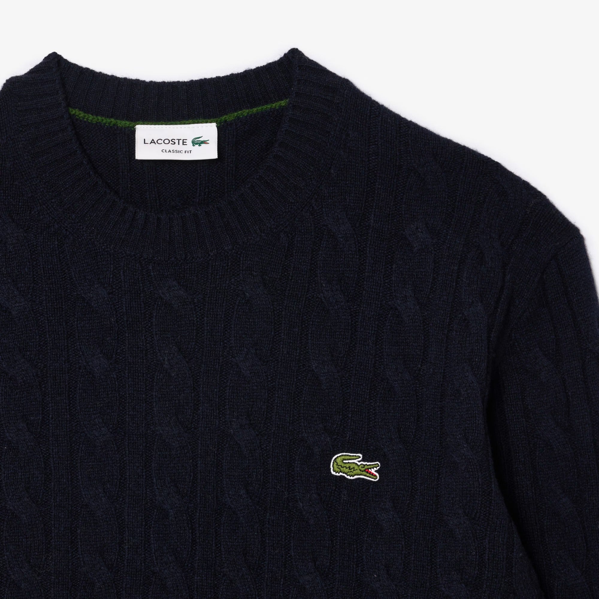 LACOSTE Pullover Uomo Lana Cardata Trecce-Blu Navy