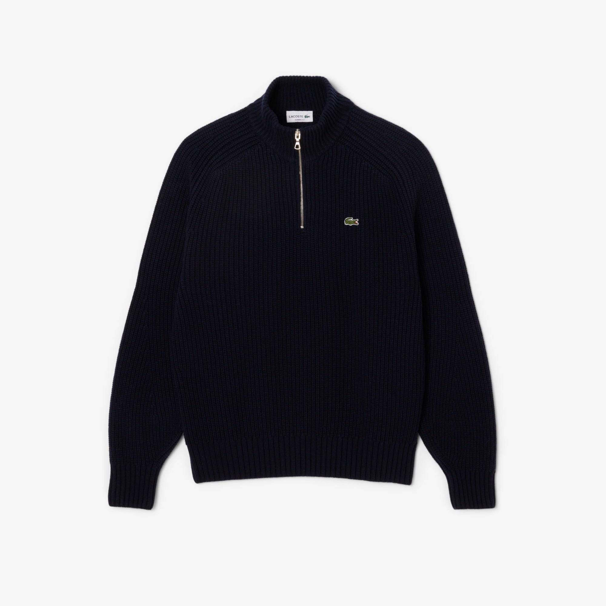 LACOSTE Pullover Uomo Lana Cardata Mezza Zip-Blu Navy