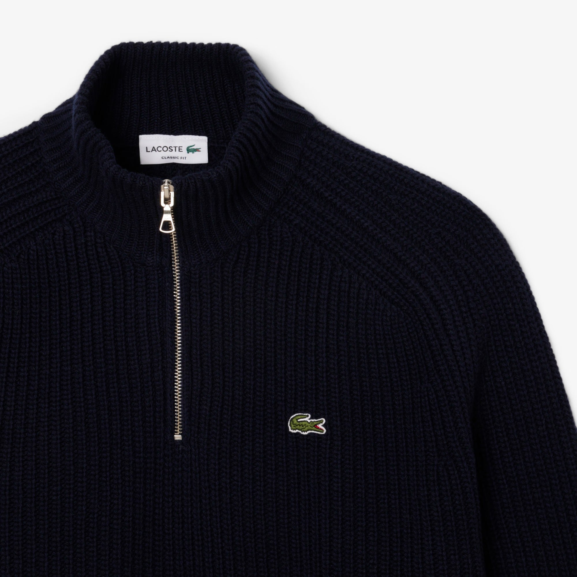LACOSTE Pullover Uomo Lana Cardata Mezza Zip-Blu Navy